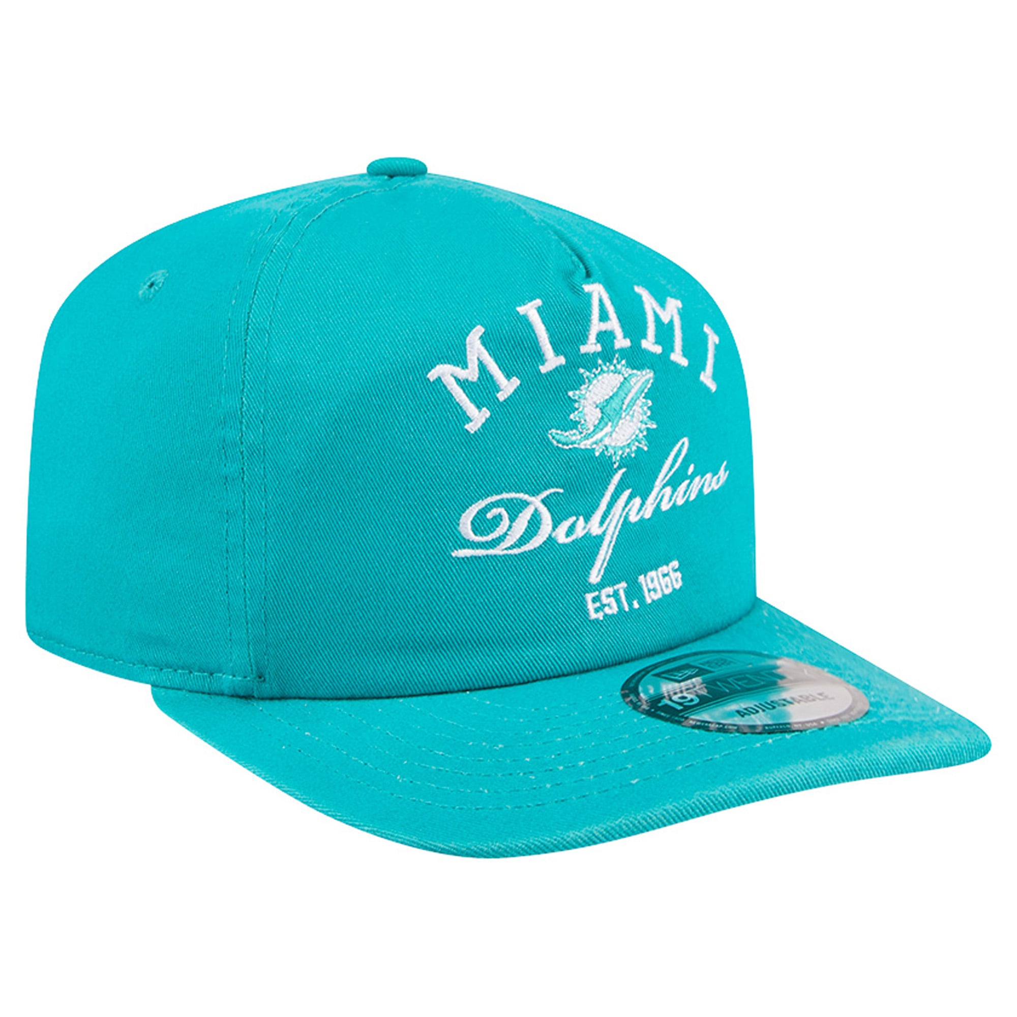 Men's New Era Aqua Miami Dolphins Stacked 19TWENTY Adjustable Hat