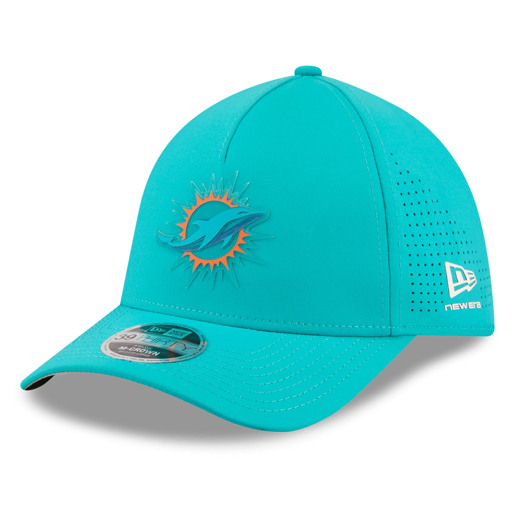 Casquette New Era Aqua Miami Dolphins Tonal 39THIRTY A-Frame Flex pour homme