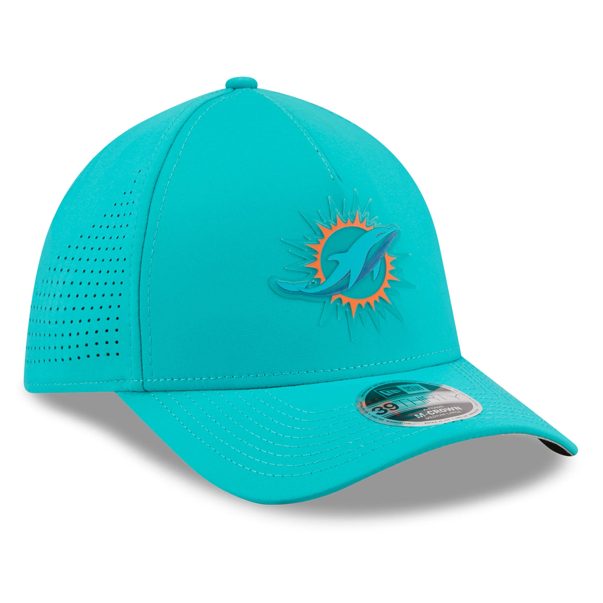 Casquette New Era Aqua Miami Dolphins Tonal 39THIRTY A-Frame Flex pour homme