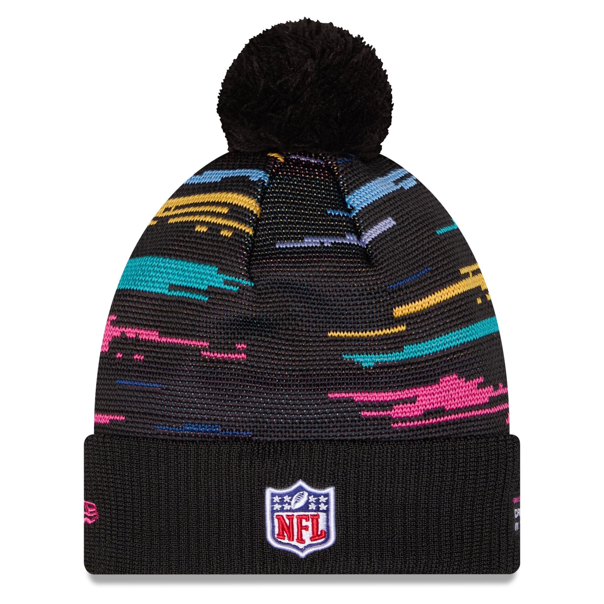 Men's New Era Black Miami Dolphins 2026 NFL Crucial Catch Cuffed Knit Hat with Pom