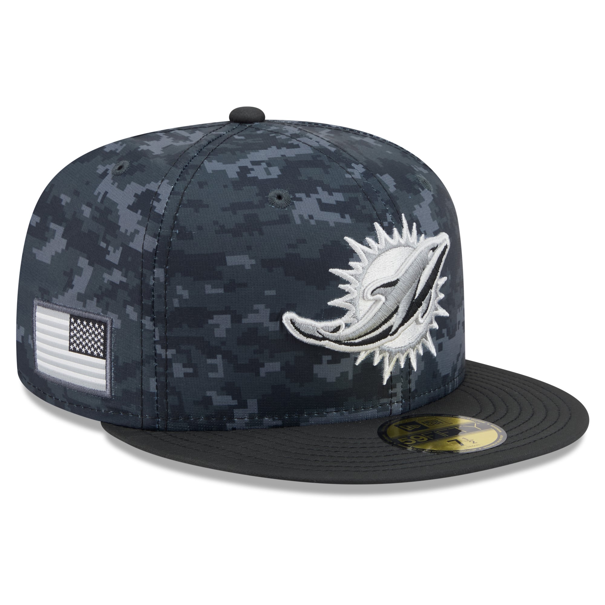 Casquette ajustée New Era 59FIFTY noire pour homme, Miami Dolphins 2026 Salute To Service