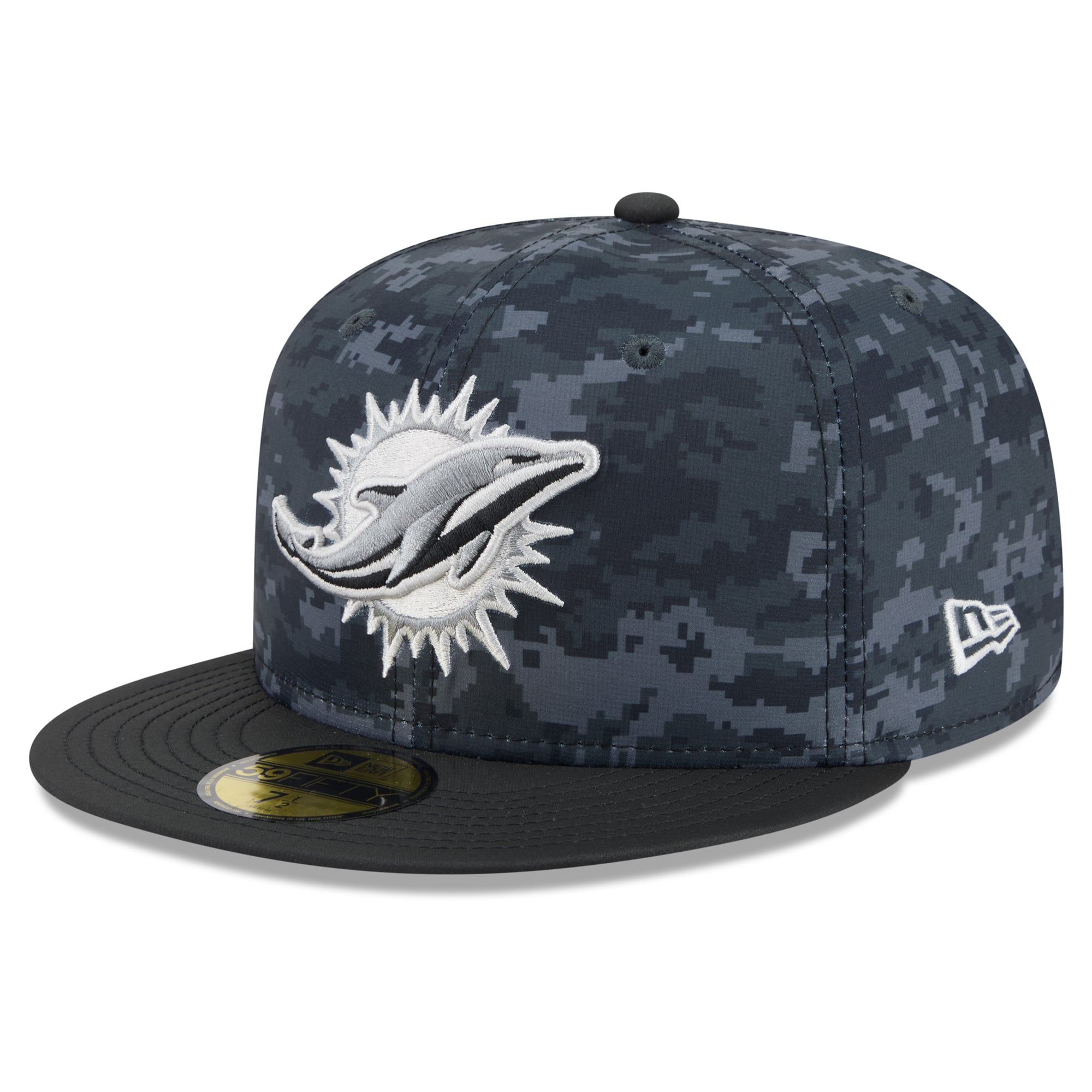 Casquette ajustée New Era 59FIFTY noire pour homme, Miami Dolphins 2026 Salute To Service