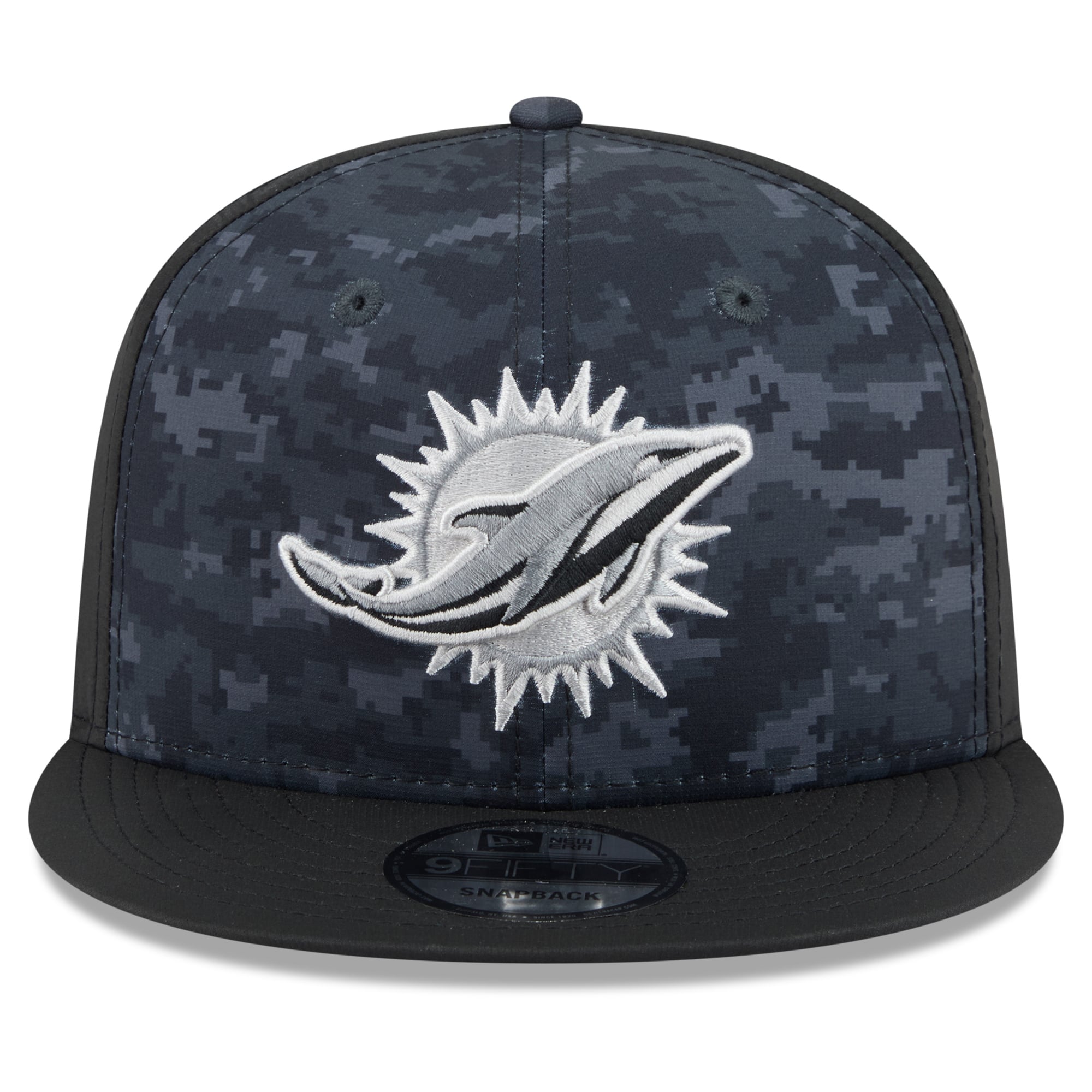 Casquette snapback New Era 9FIFTY noire pour homme, Miami Dolphins 2026 Salute To Service