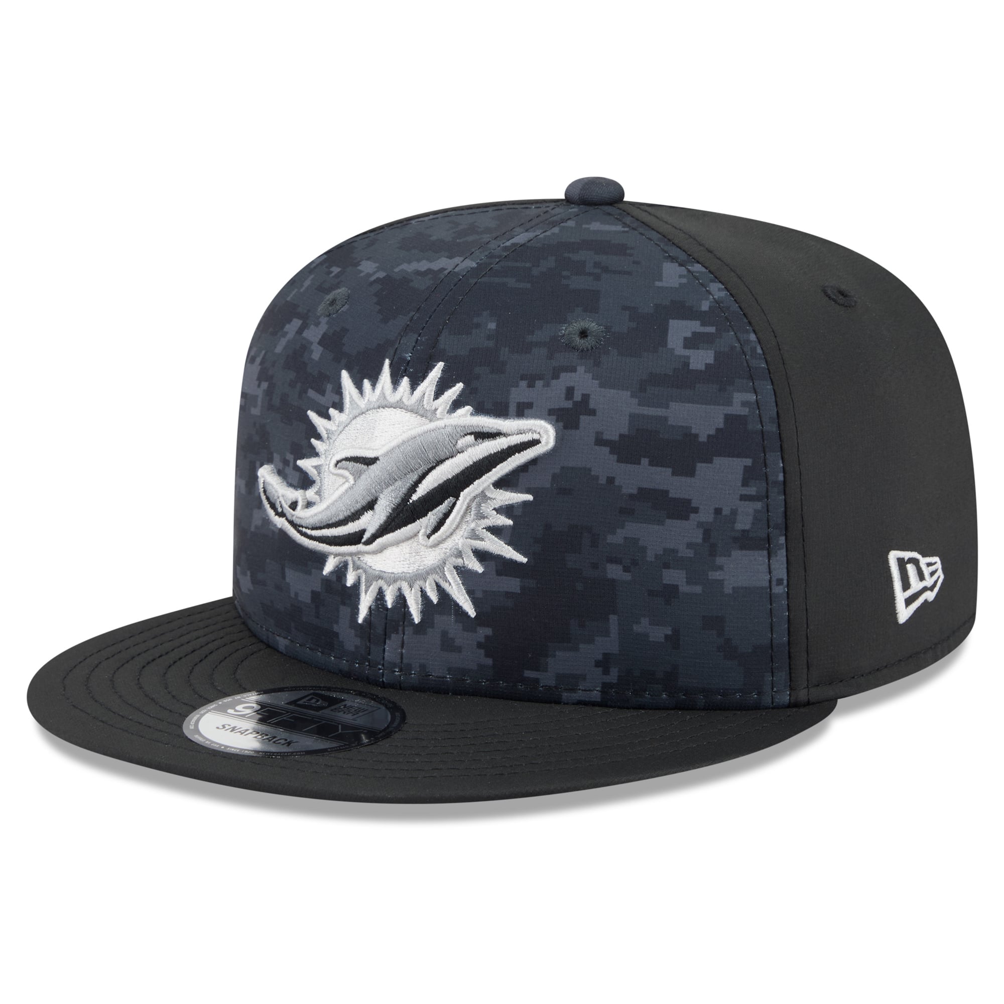 Casquette snapback New Era 9FIFTY noire pour homme, Miami Dolphins 2026 Salute To Service
