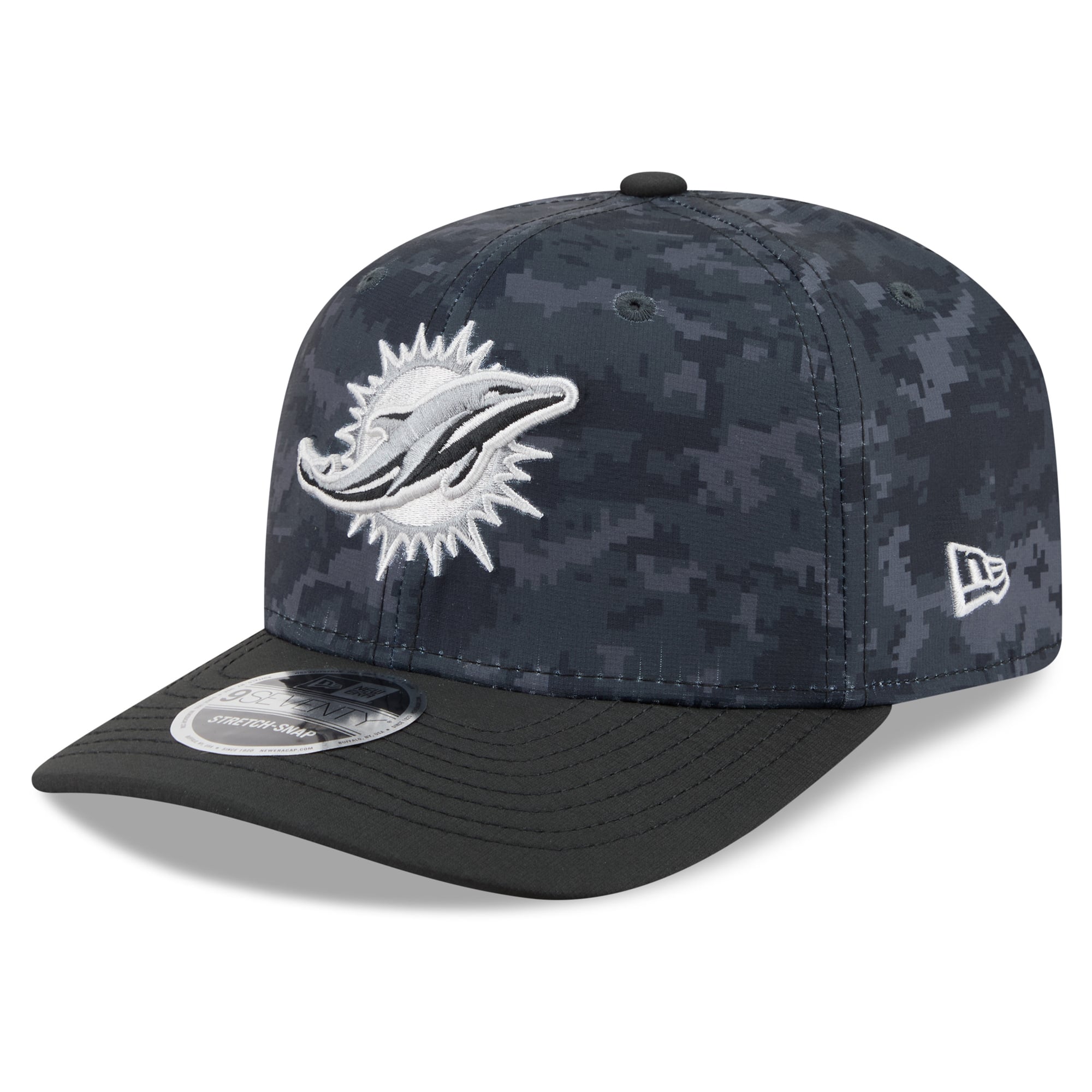 Casquette ajustable New Era noire pour homme Miami Dolphins 2026 Salute To Service 9SEVENTY