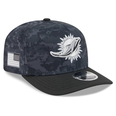 Miami Dolphins New Era 2026 Salute To Service 9SEVENTY Adjustable Hat - Black