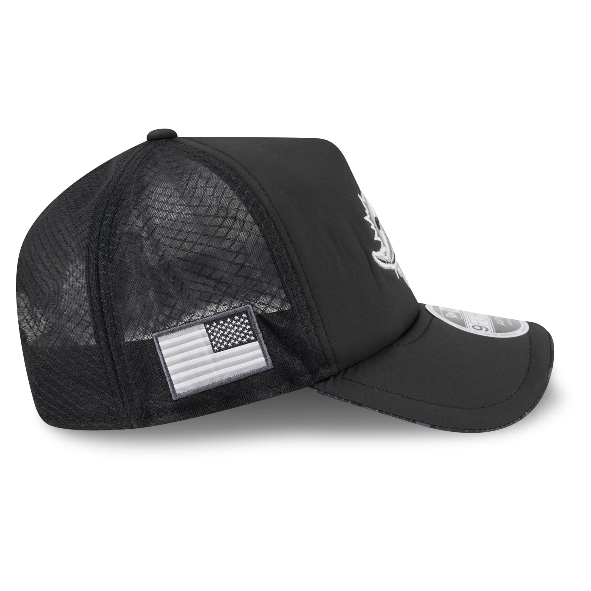 Casquette trucker ajustable New Era Apex 9FORTY noire Miami Dolphins 2026 Salute To Service pour homme