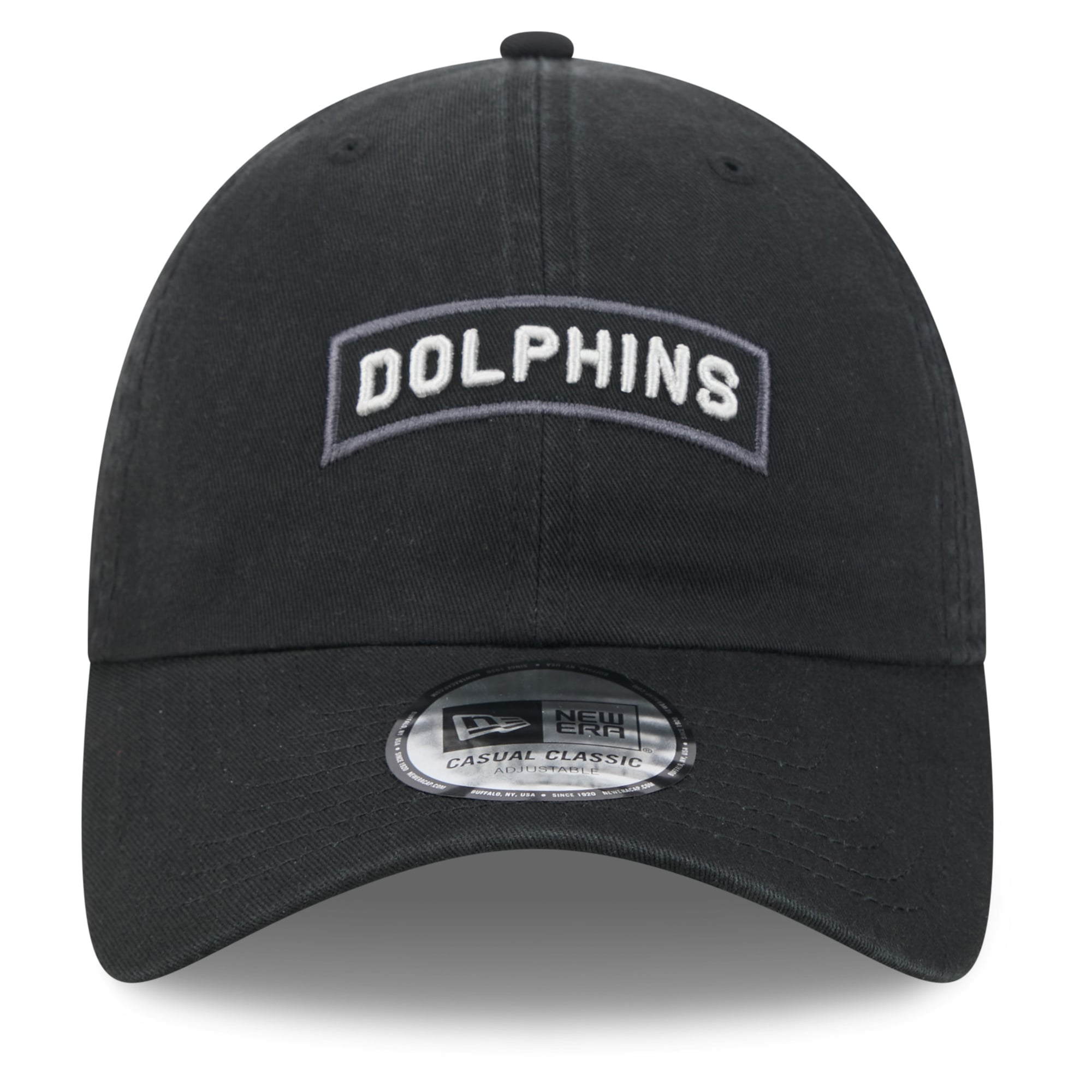 Casquette New Era noire pour homme Miami Dolphins 2026 Salute To Service, style classique décontracté et ajustable