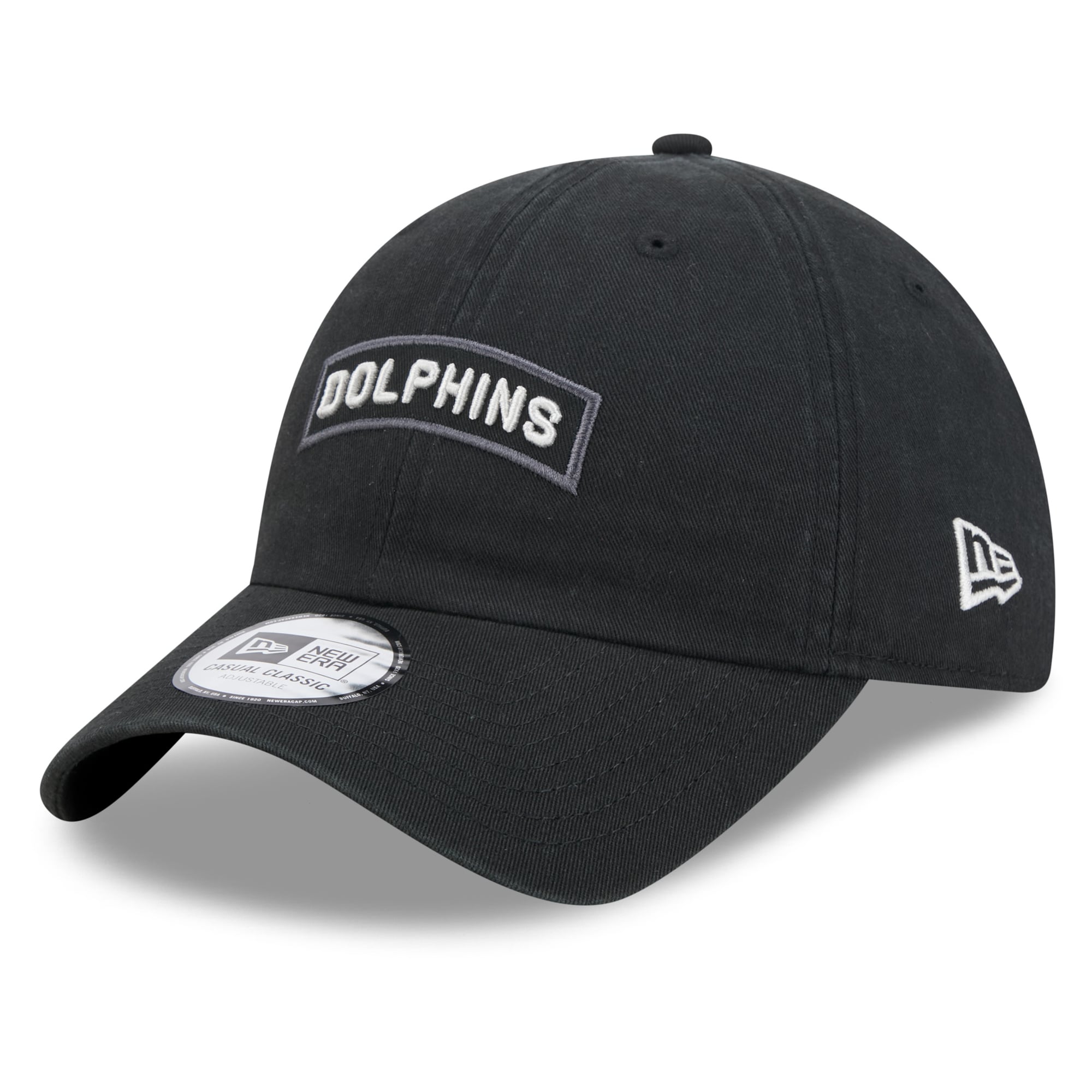 Casquette New Era noire pour homme Miami Dolphins 2026 Salute To Service, style classique décontracté et ajustable