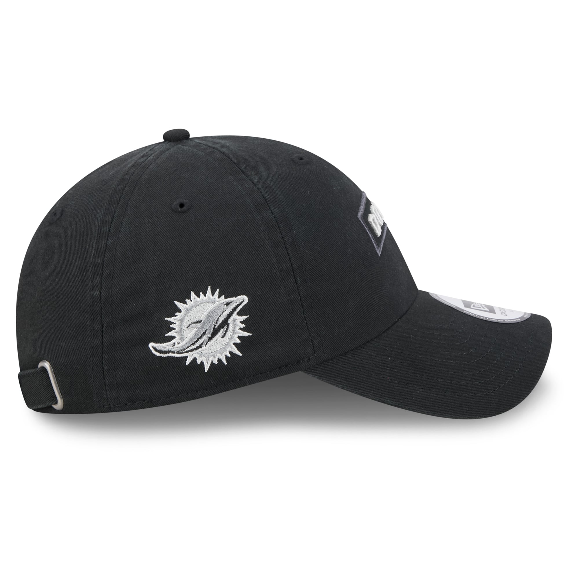 Casquette New Era noire pour homme Miami Dolphins 2026 Salute To Service, style classique décontracté et ajustable
