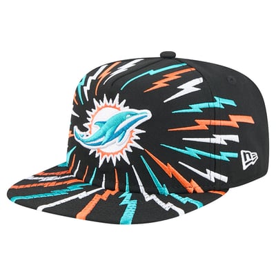 Miami Dolphins New Era Bolt A-Frame 9FIFTY Snapback Hat - Black
