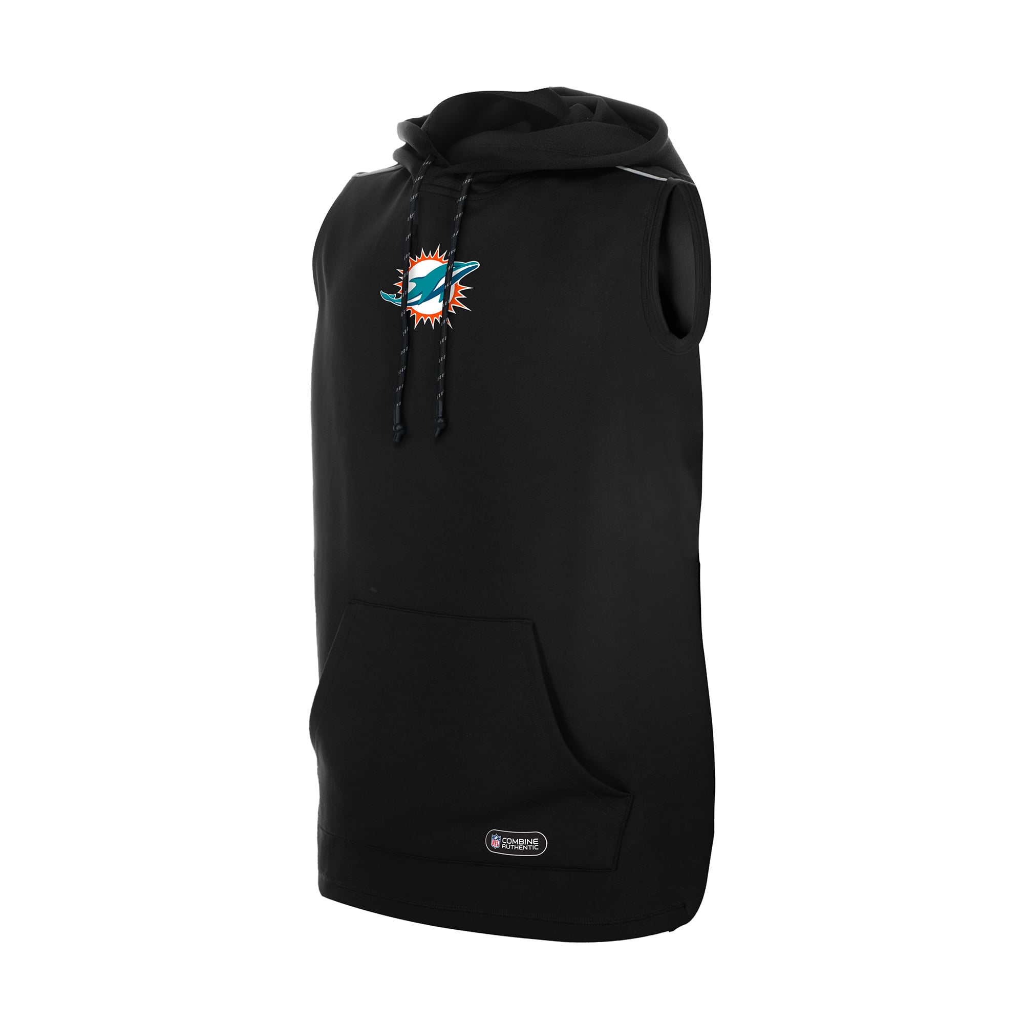Sweat à capuche sans manches New Era noir Miami Dolphins Combine Authentic pour homme