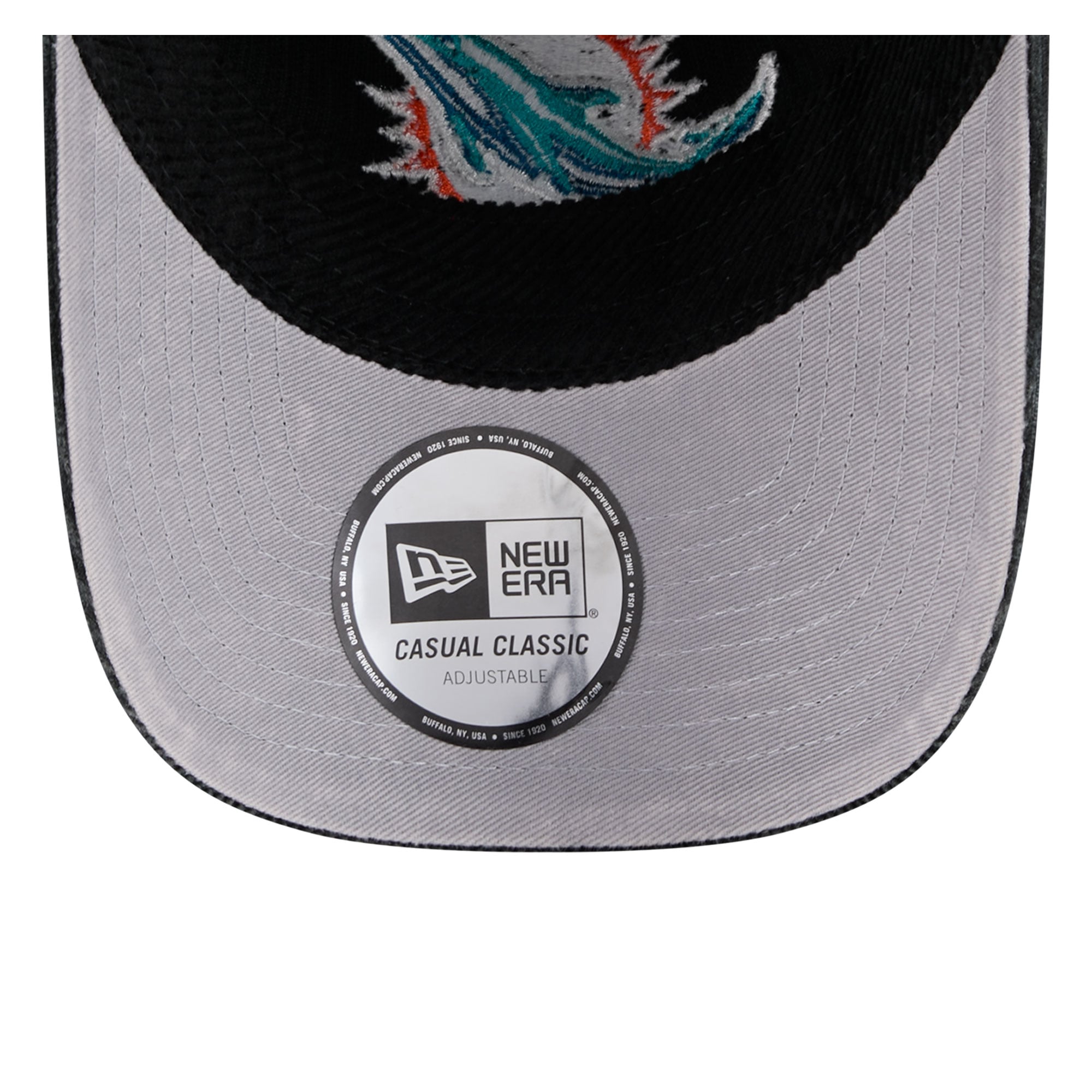 Casquette New Era noire pour homme, modèle Miami Dolphins, en velours côtelé, style classique décontracté et ajustable