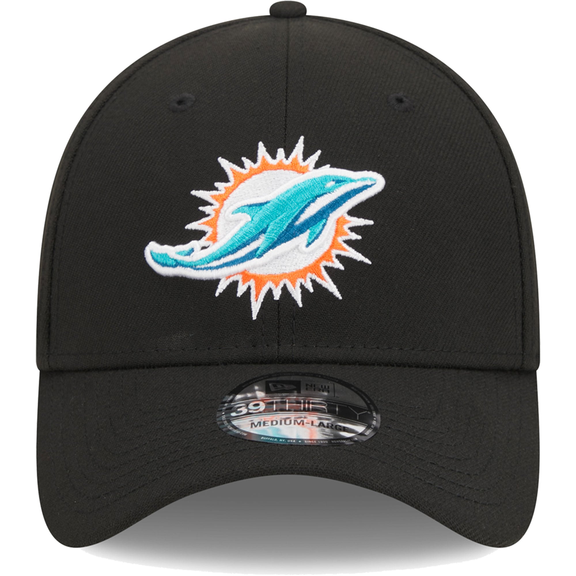 Men's New Era Black Miami Dolphins  Main 39THIRTY Flex Hat