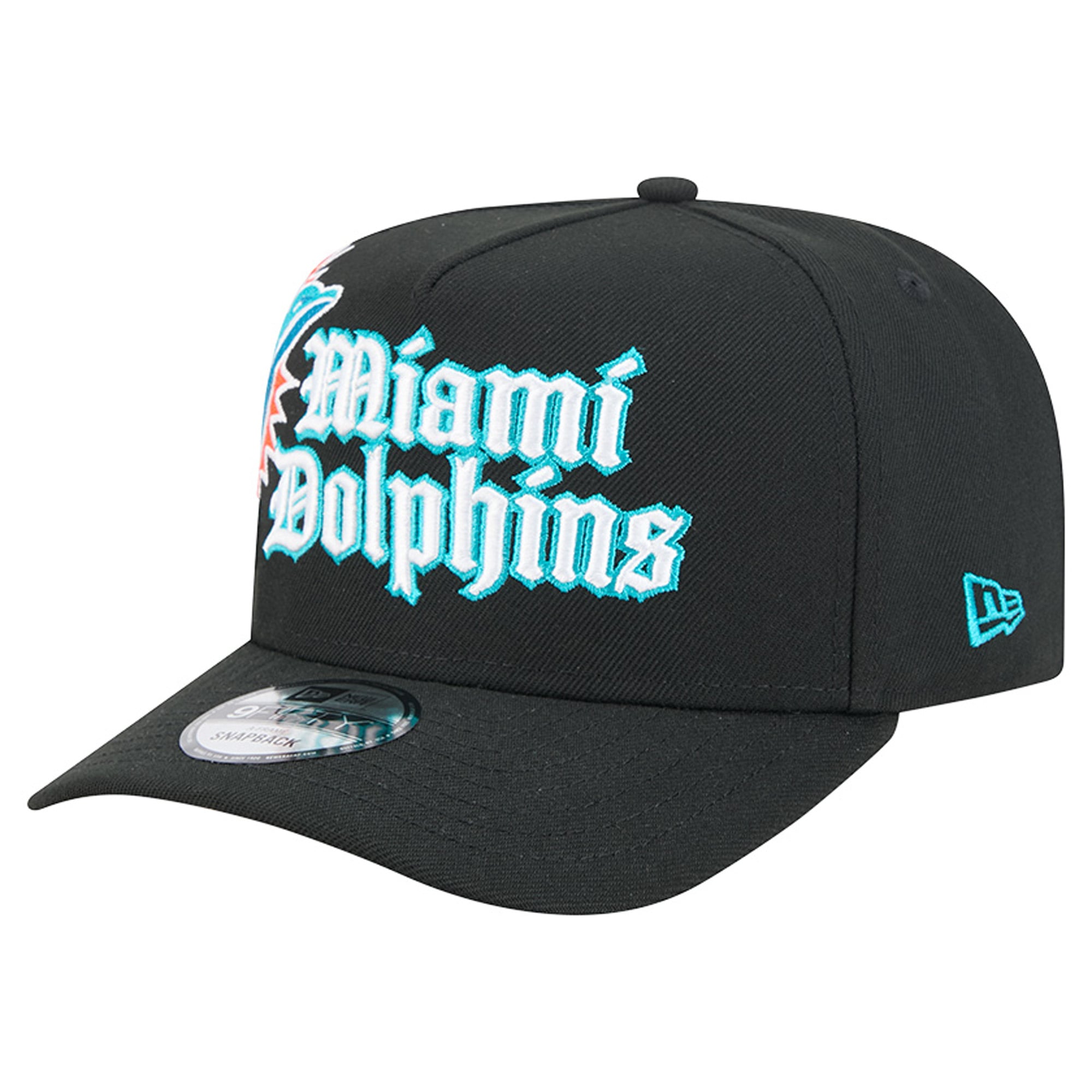 Men's New Era Black Miami Dolphins Proud A-Frame 9FIFTY Snapback Hat