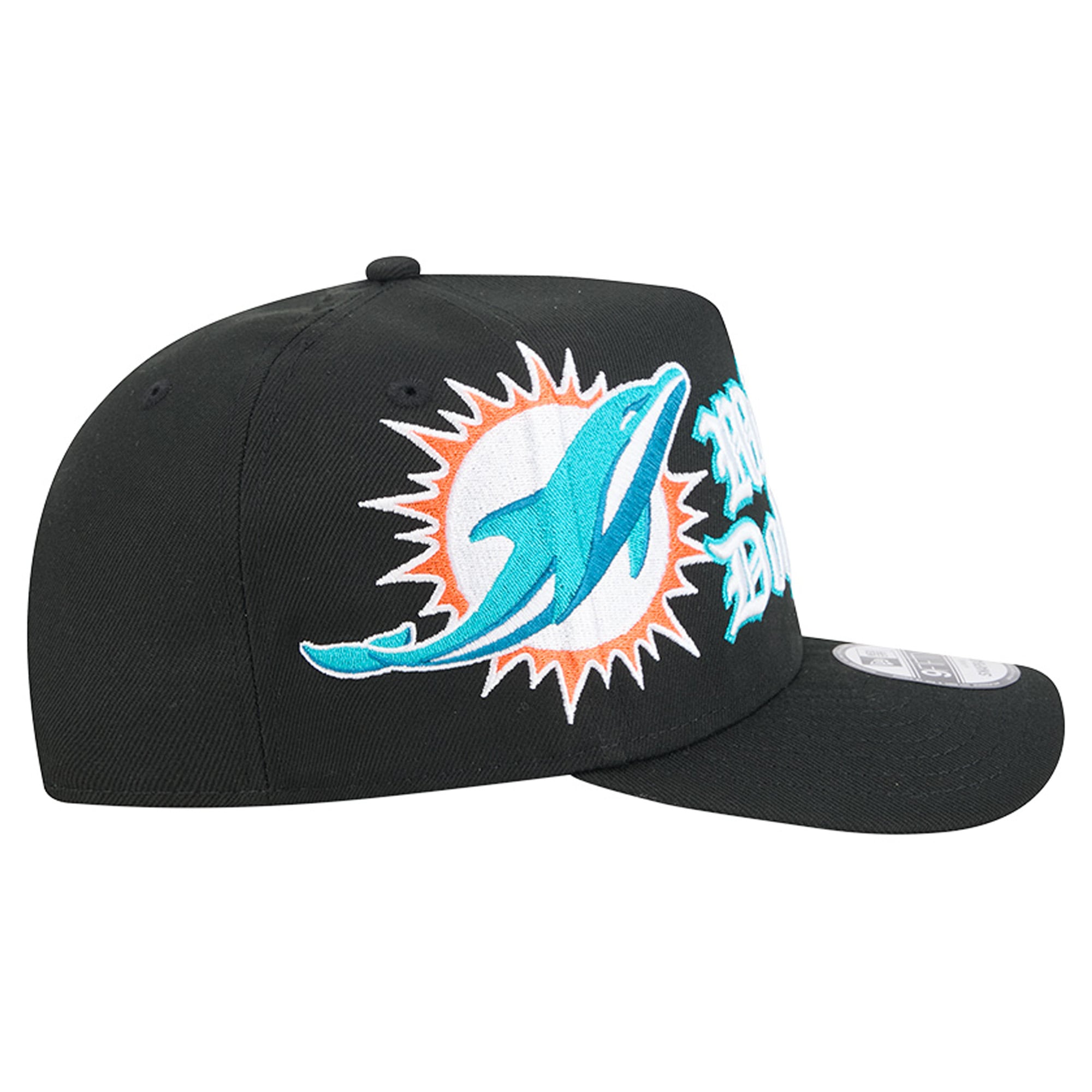 Men's New Era Black Miami Dolphins Proud A-Frame 9FIFTY Snapback Hat