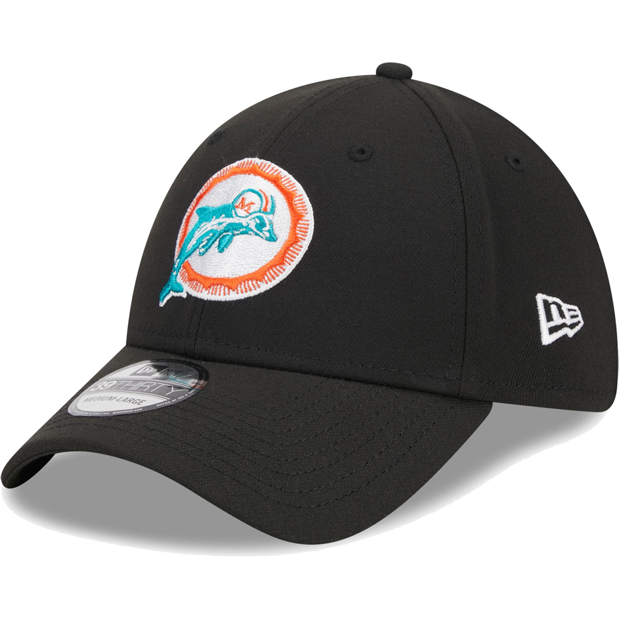 Casquette Flex New Era Miami Dolphins Throwback Main 39THIRTY noire pour homme