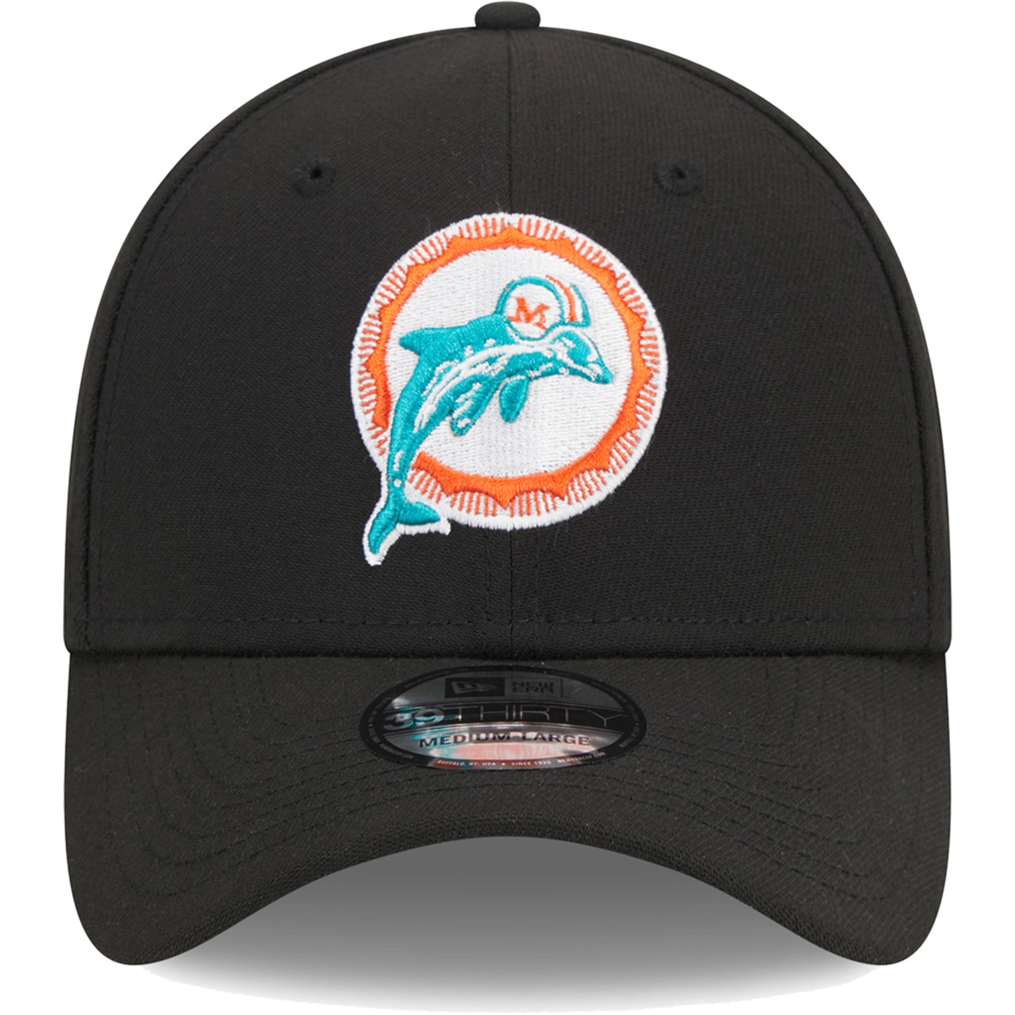 Casquette Flex New Era Miami Dolphins Throwback Main 39THIRTY noire pour homme