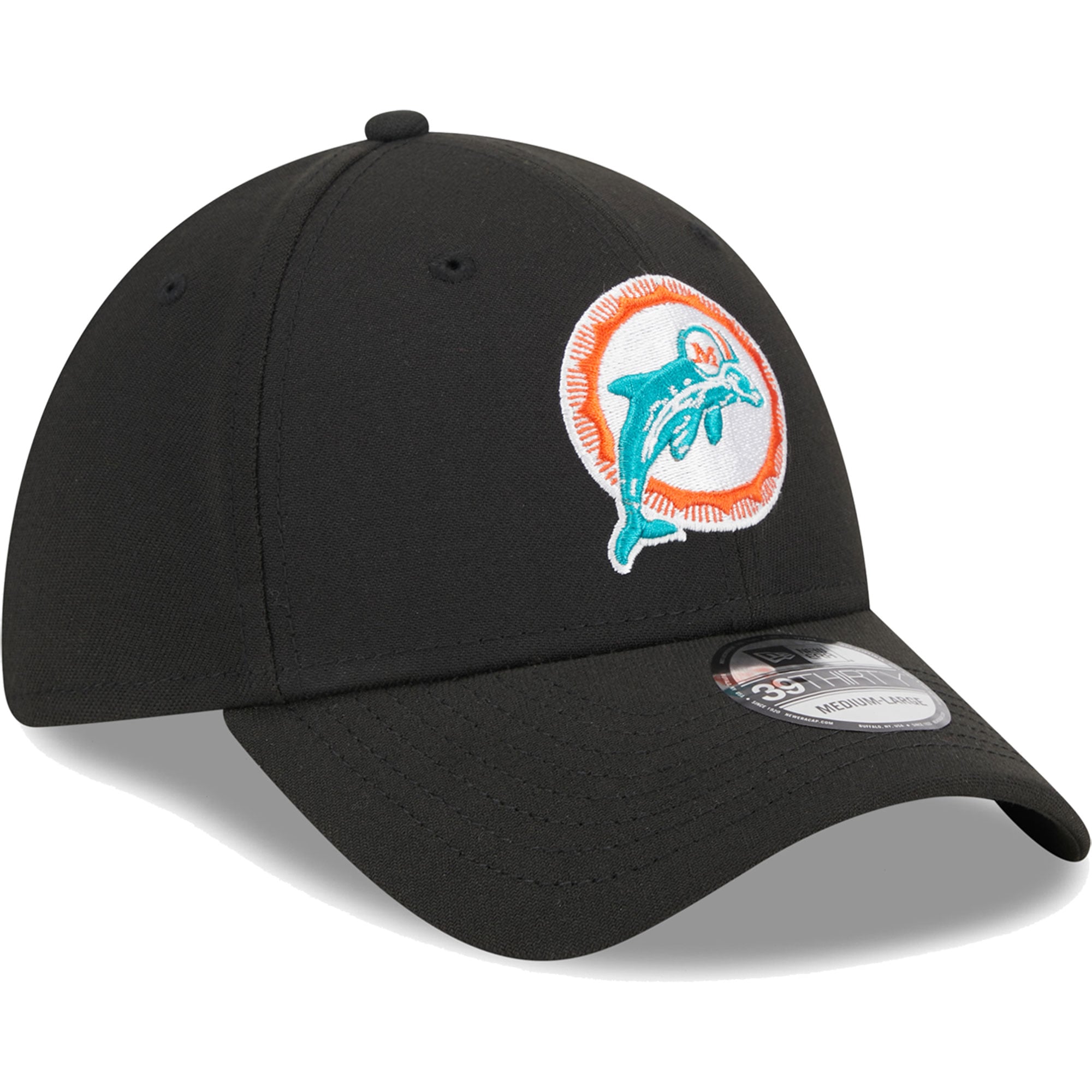 Casquette Flex New Era Miami Dolphins Throwback Main 39THIRTY noire pour homme