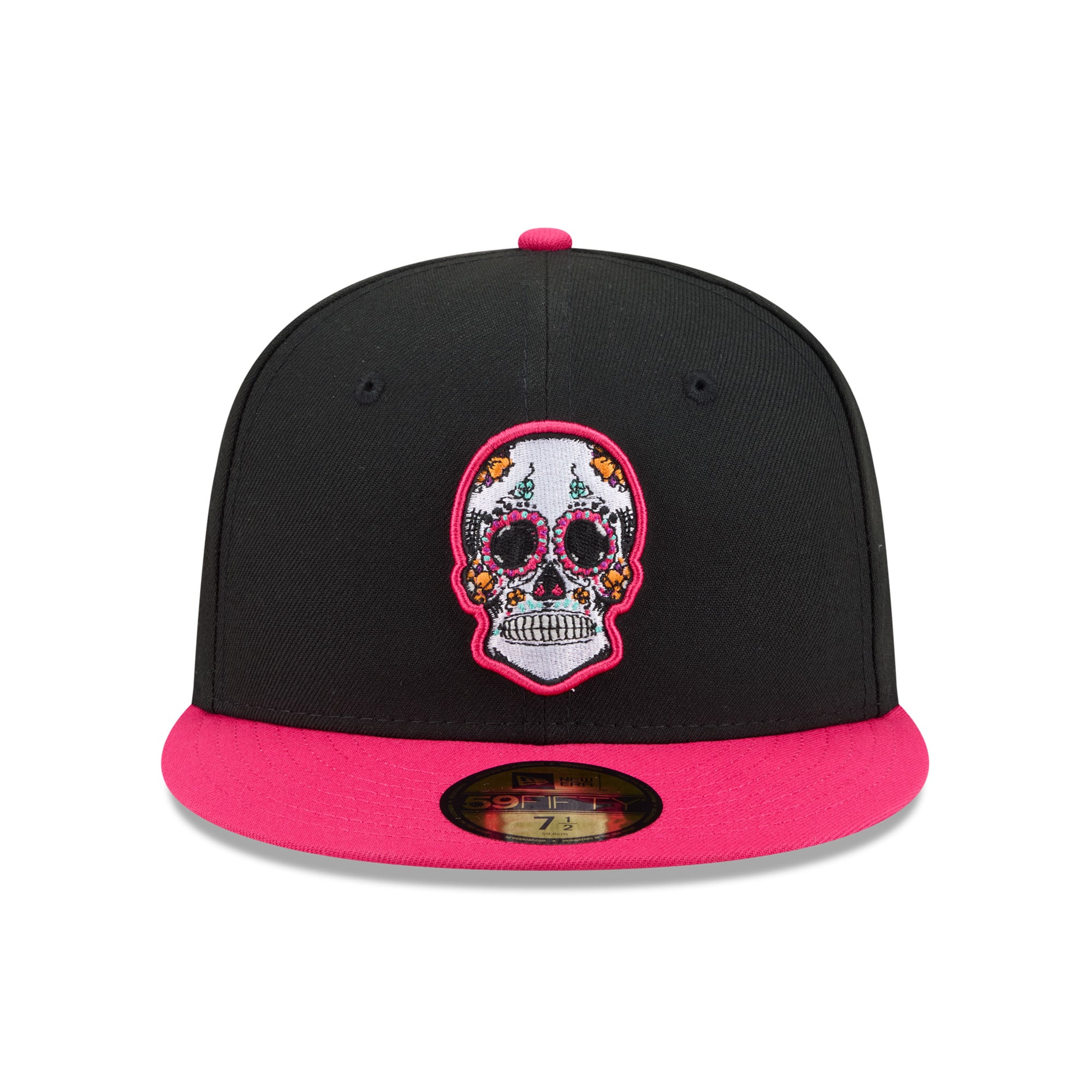 Casquette ajustée New Era 59FIFTY pour homme, noire et rose, Miami Dolphins, édition spéciale Jour des Morts