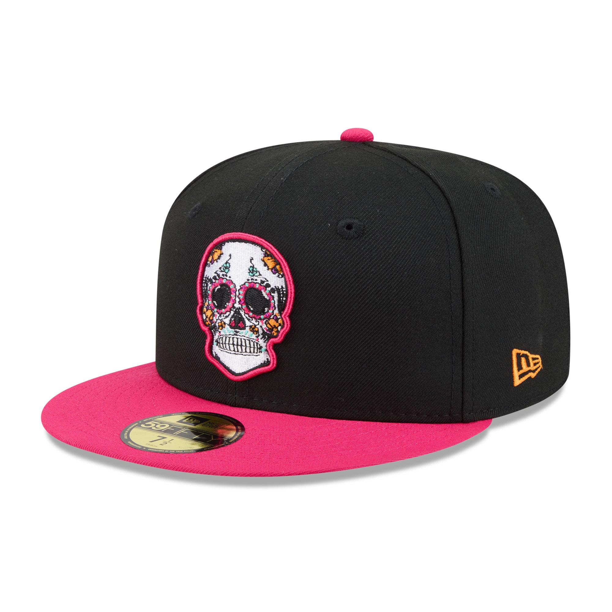Casquette ajustée New Era 59FIFTY pour homme, noire et rose, Miami Dolphins, édition spéciale Jour des Morts