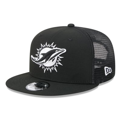 Miami Dolphins New Era 9FIFTY Snapback Trucker Hat - Black/White