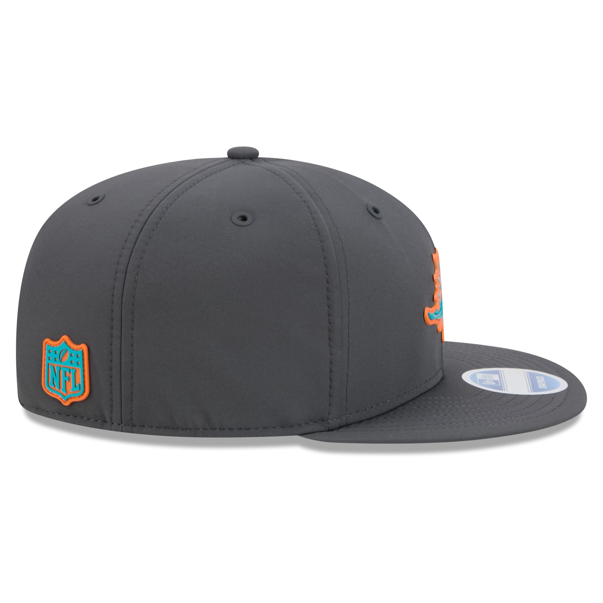 Casquette snapback New Era 9FIFTY pour homme, couleur anthracite, Miami Dolphins 2026, idéale pour les temps froids.