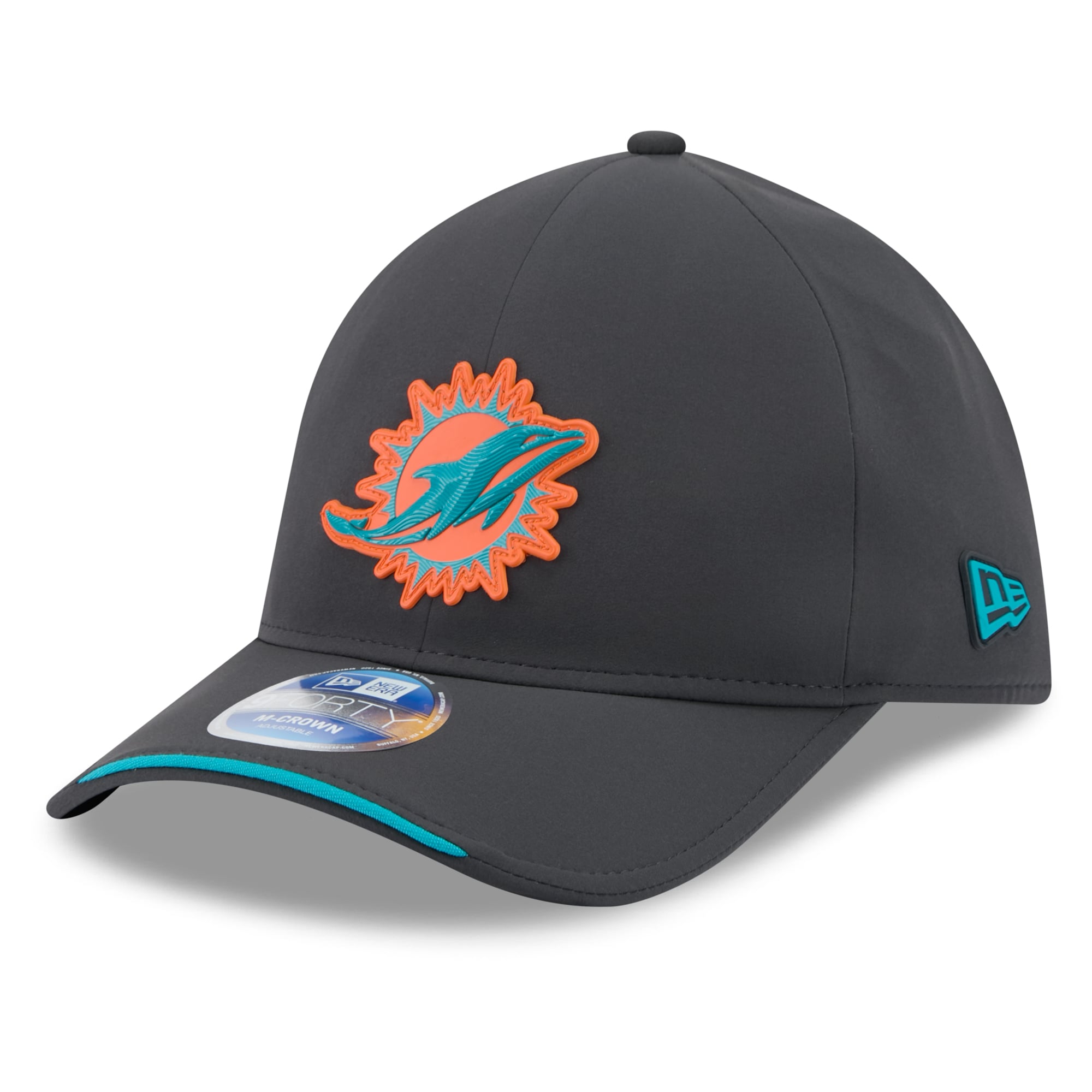 Casquette ajustable New Era 9FORTY M-Crown pour homme, couleur anthracite, Miami Dolphins 2026, idéale pour les temps froids.