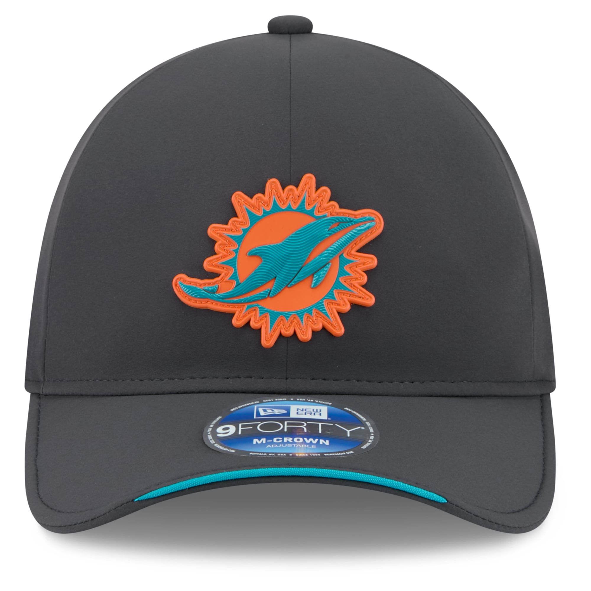 Casquette ajustable New Era 9FORTY M-Crown pour homme, couleur anthracite, Miami Dolphins 2026, idéale pour les temps froids.