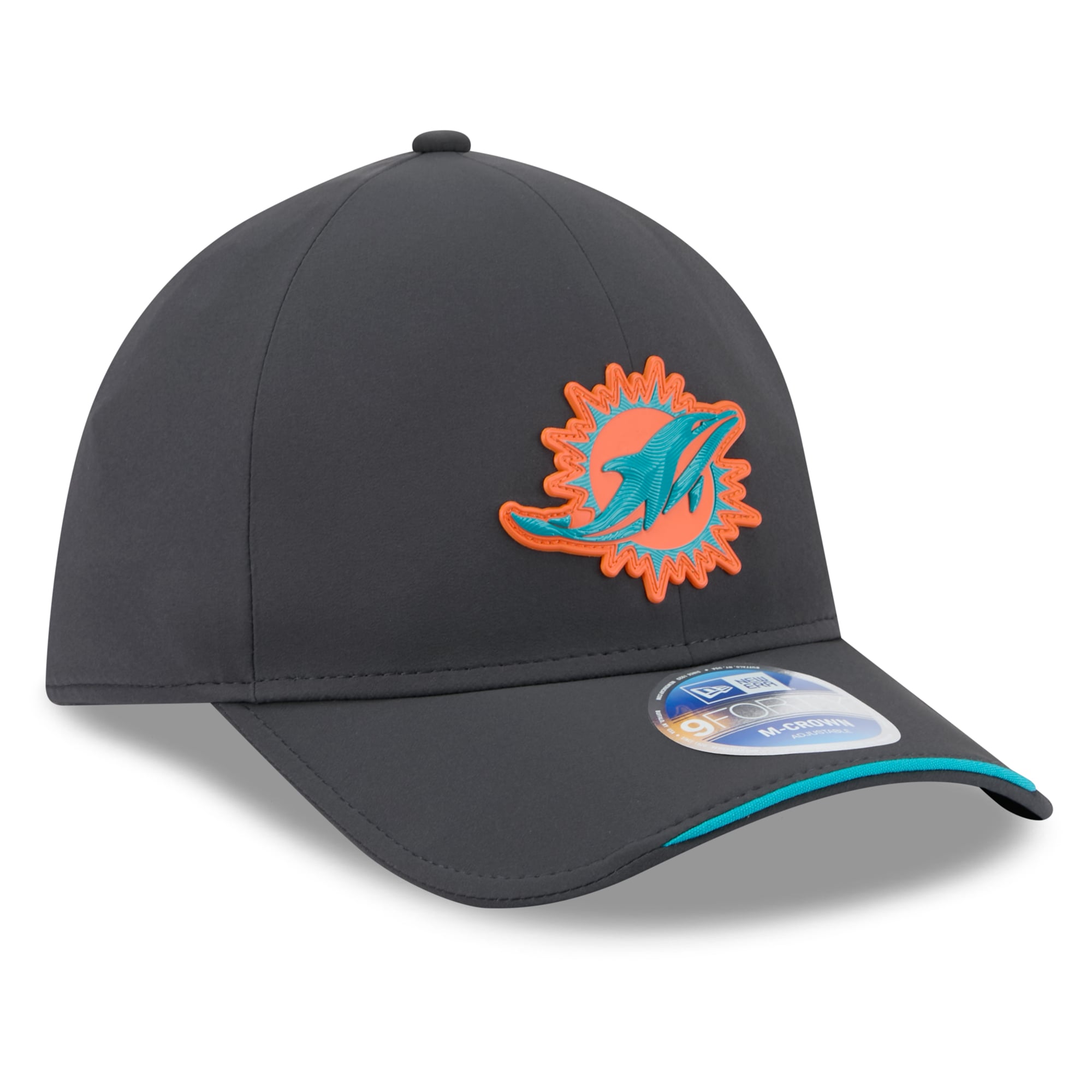 Casquette ajustable New Era 9FORTY M-Crown pour homme, couleur anthracite, Miami Dolphins 2026, idéale pour les temps froids.