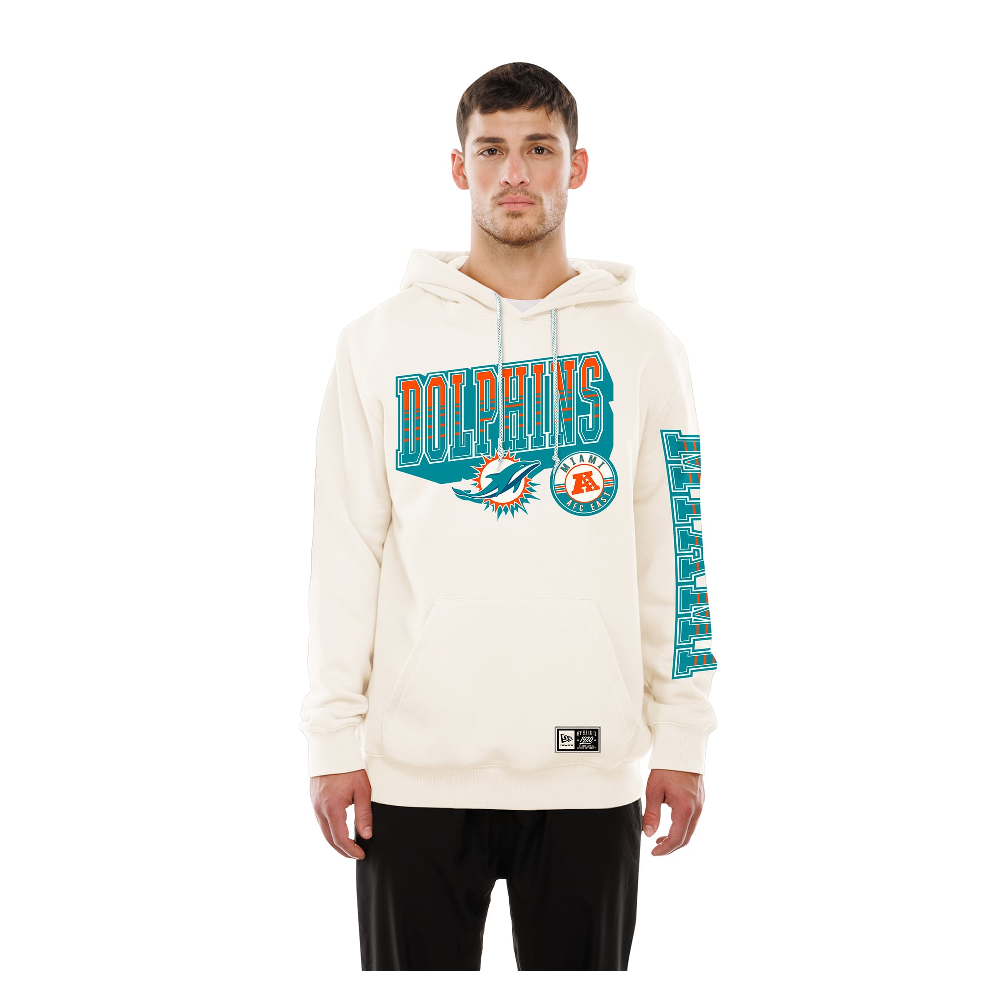 Men's New Era Cream Miami Dolphins Dune Dust Hoodie