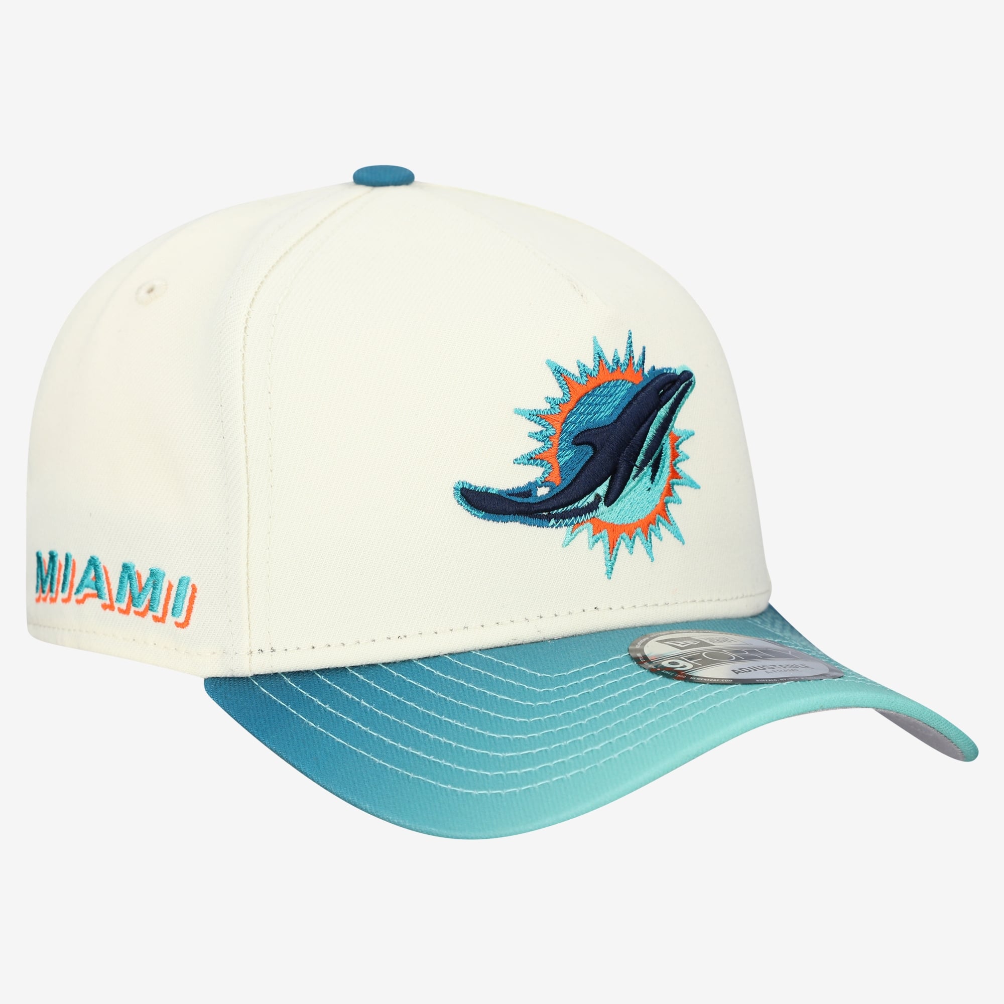 Men's New Era  Cream Miami Dolphins Rivalries Collection 9FORTY A-Frame Adjustable Hat