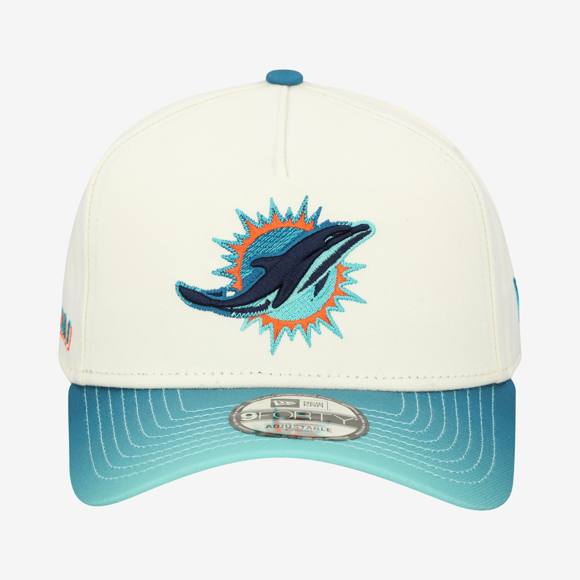 Men's New Era  Cream Miami Dolphins Rivalries Collection 9FORTY A-Frame Adjustable Hat
