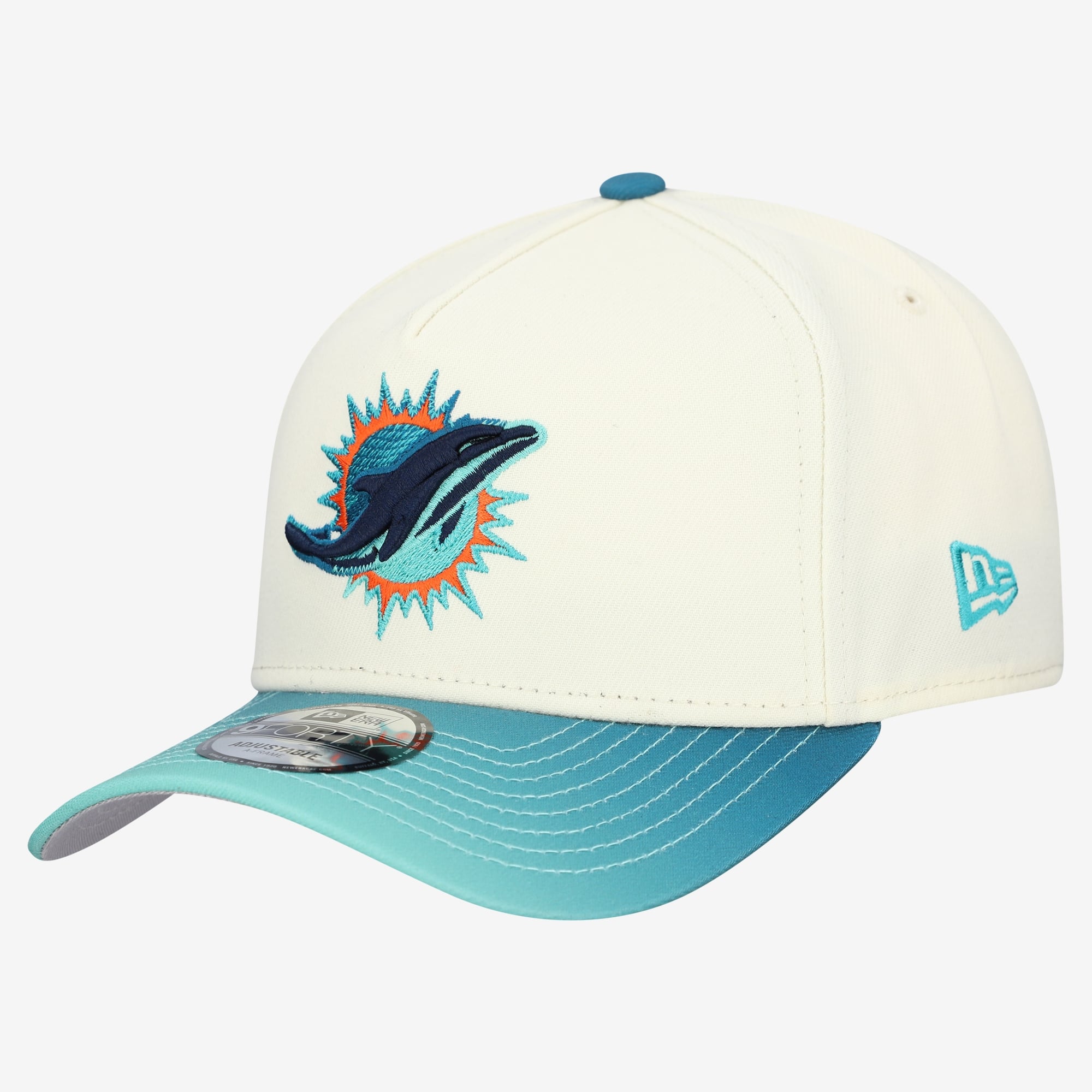 Men's New Era  Cream Miami Dolphins Rivalries Collection 9FORTY A-Frame Adjustable Hat