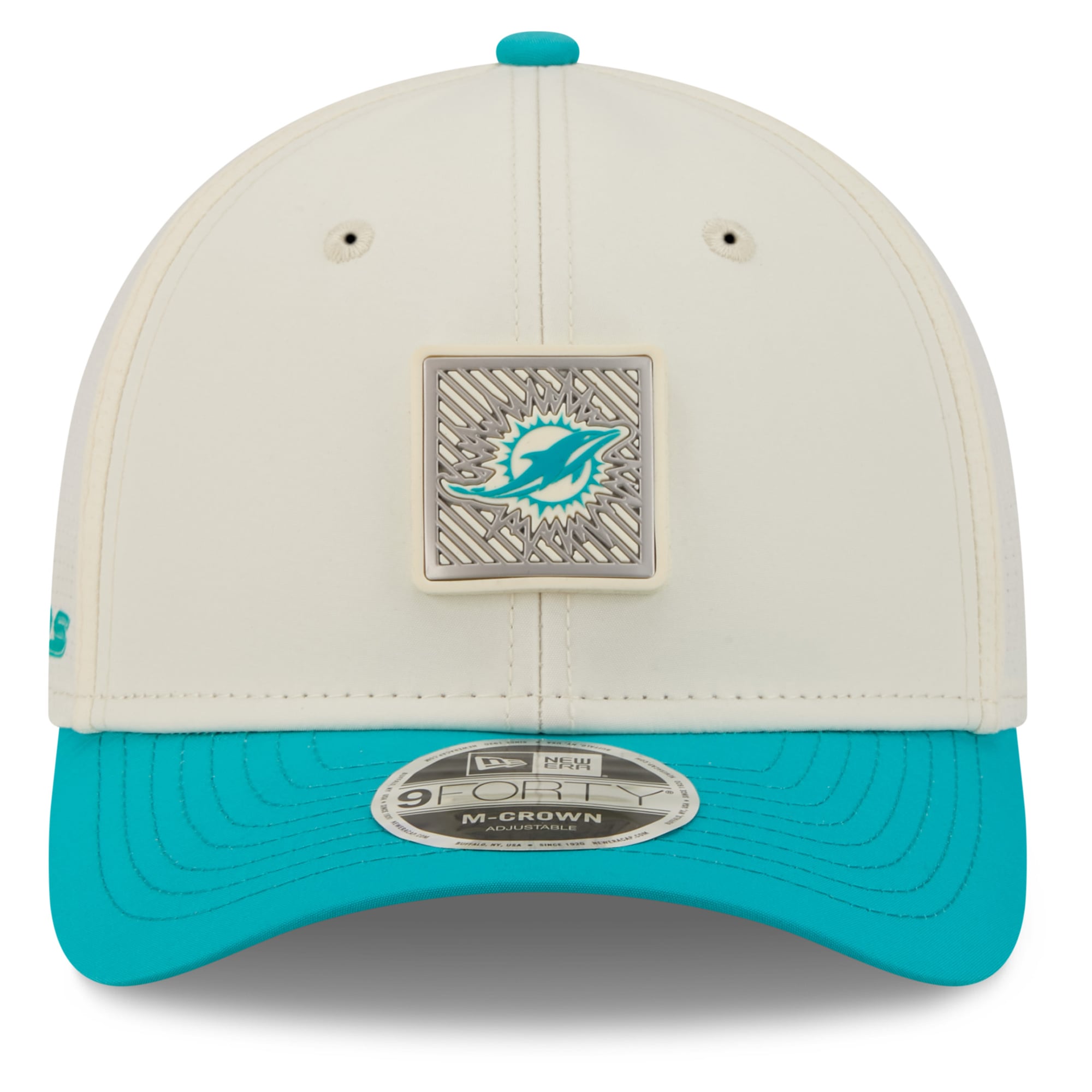 Men's New Era  Cream/Aqua Miami Dolphins 2026 NFL Training Camp 9FORTY Adjustable Hat