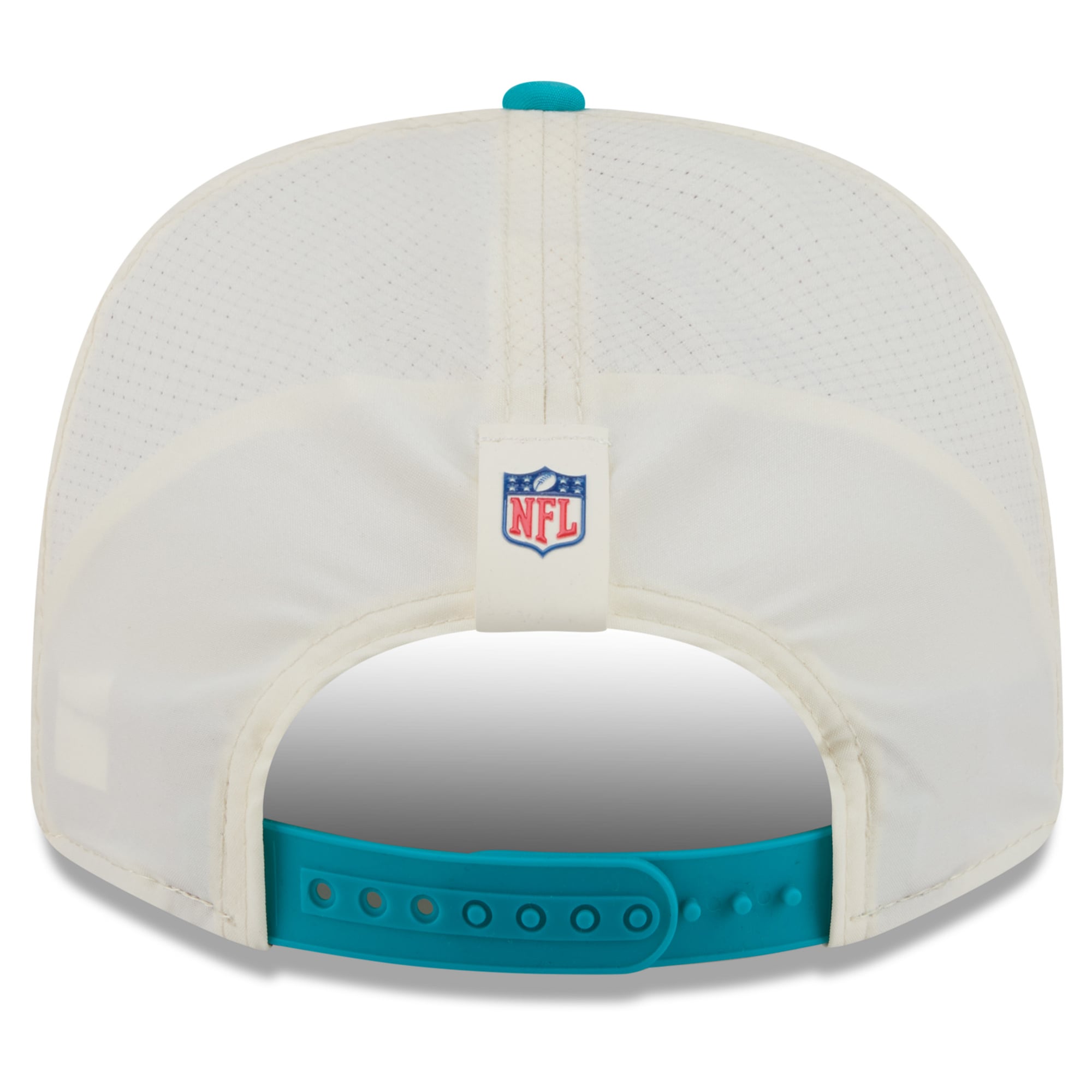 Men's New Era Cream/Aqua Miami Dolphins 2026 NFL Training Camp 9SEVENTY Adjustable Hat