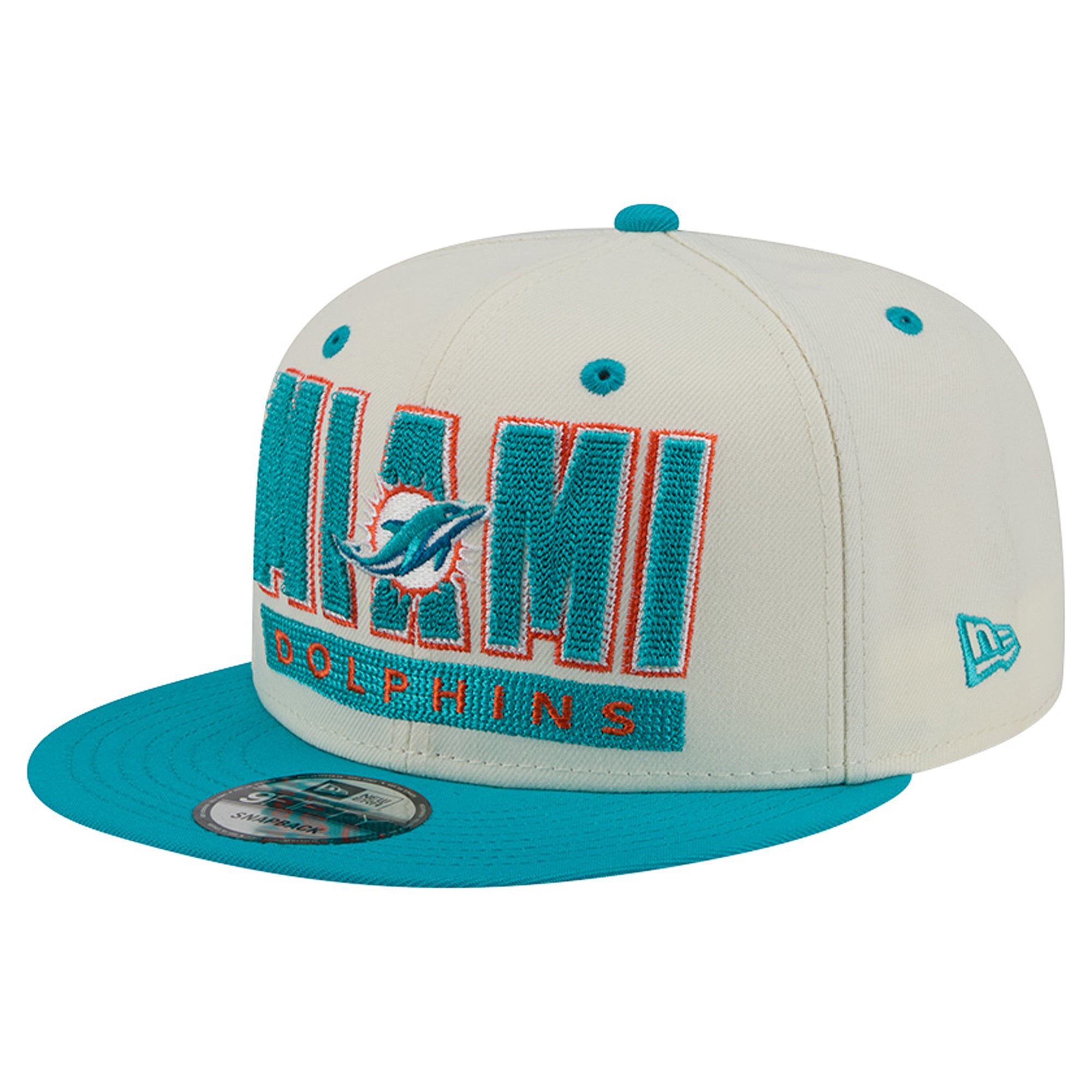 Casquette snapback New Era crème/turquoise Miami Dolphins Classic 9FIFTY pour homme
