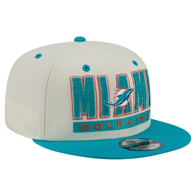 Miami Dolphins New Era Classic 9FIFTY Snapback Hat - Cream/Aqua