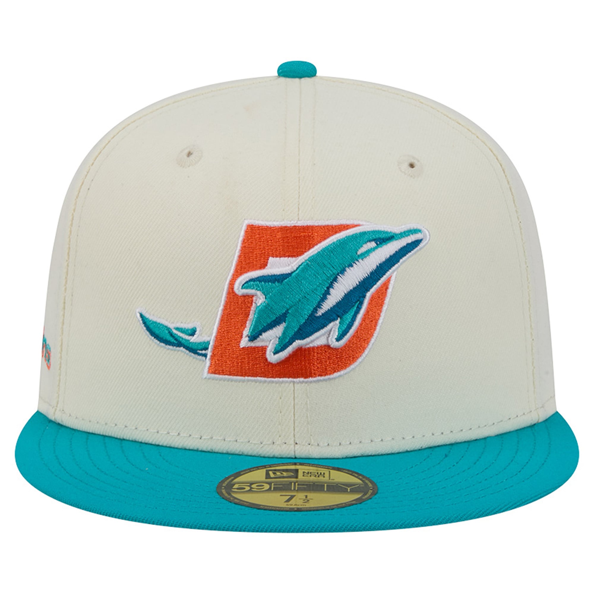 Men's New Era Cream/Aqua Miami Dolphins Deceptor 59FIFTY Fitted Hat