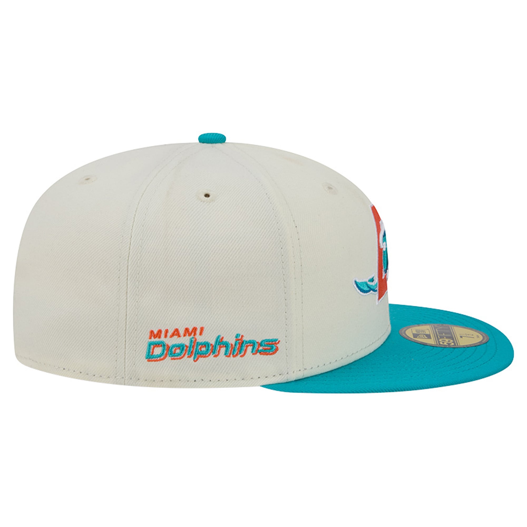 Men's New Era Cream/Aqua Miami Dolphins Deceptor 59FIFTY Fitted Hat
