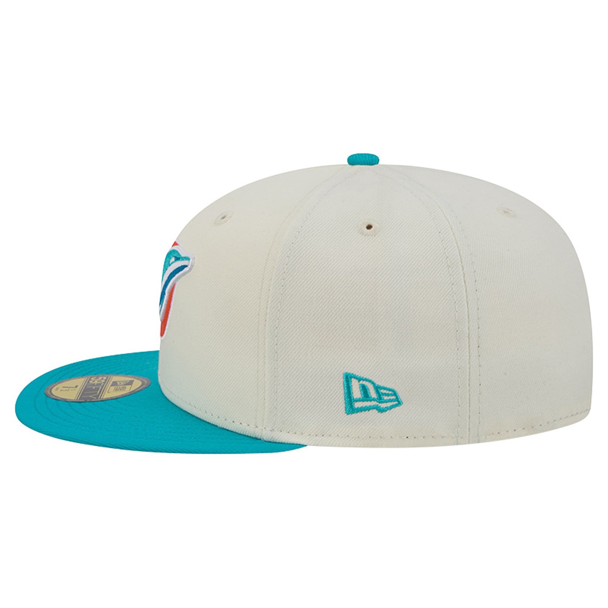 Men's New Era Cream/Aqua Miami Dolphins Deceptor 59FIFTY Fitted Hat