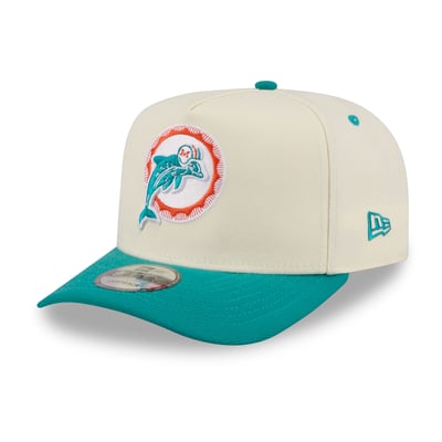 Miami Dolphins New Era Rear Wordmark A-Frame 9FIFTY Snapback Hat - Cream/Aqua