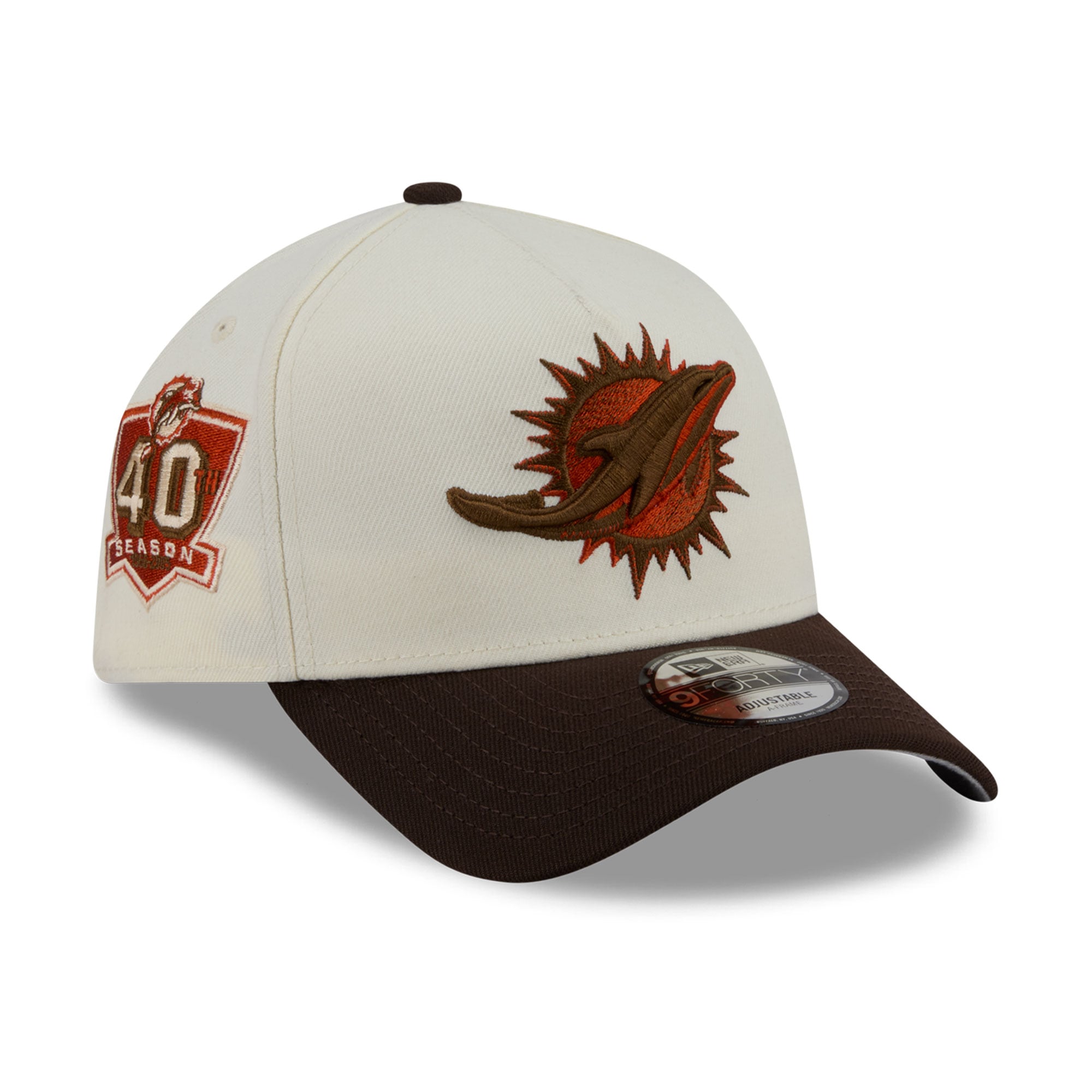 Casquette ajustable New Era crème/marron Miami Dolphins Pumpkin Spice A-Frame 9FORTY pour homme
