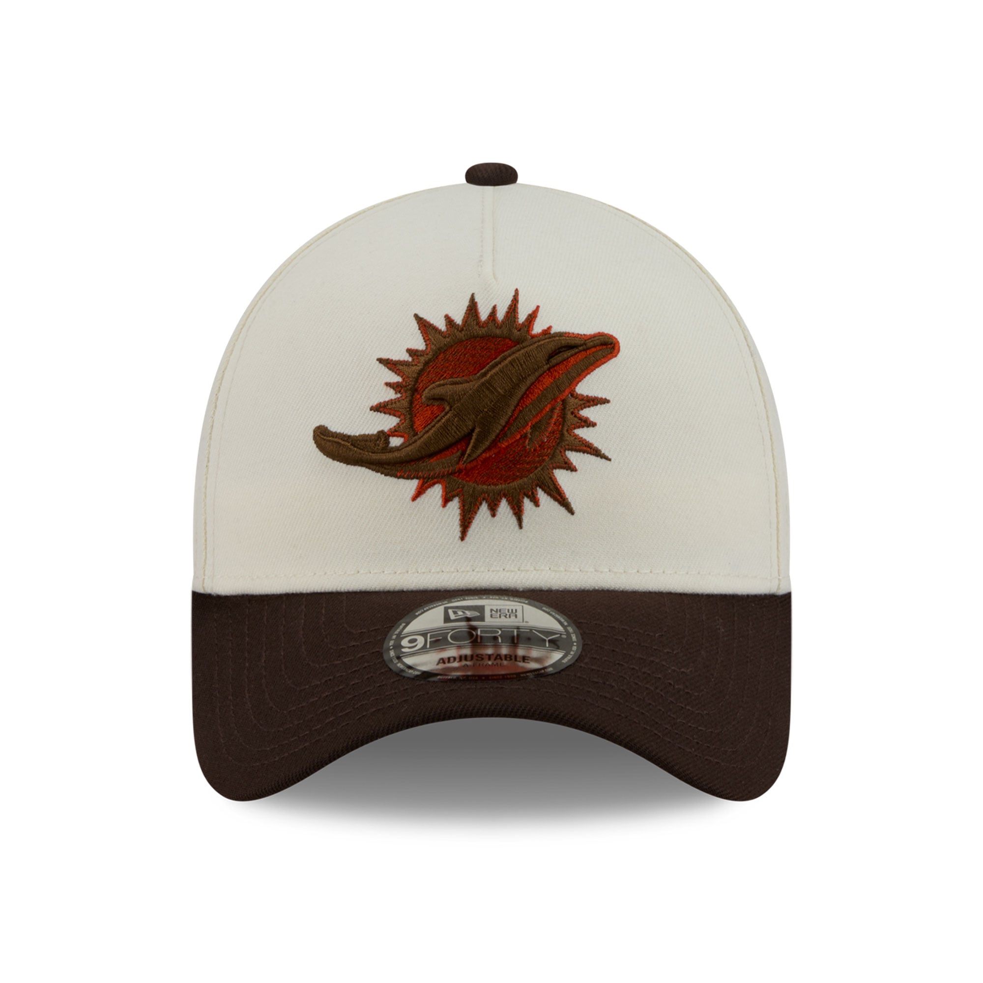 Casquette ajustable New Era crème/marron Miami Dolphins Pumpkin Spice A-Frame 9FORTY pour homme