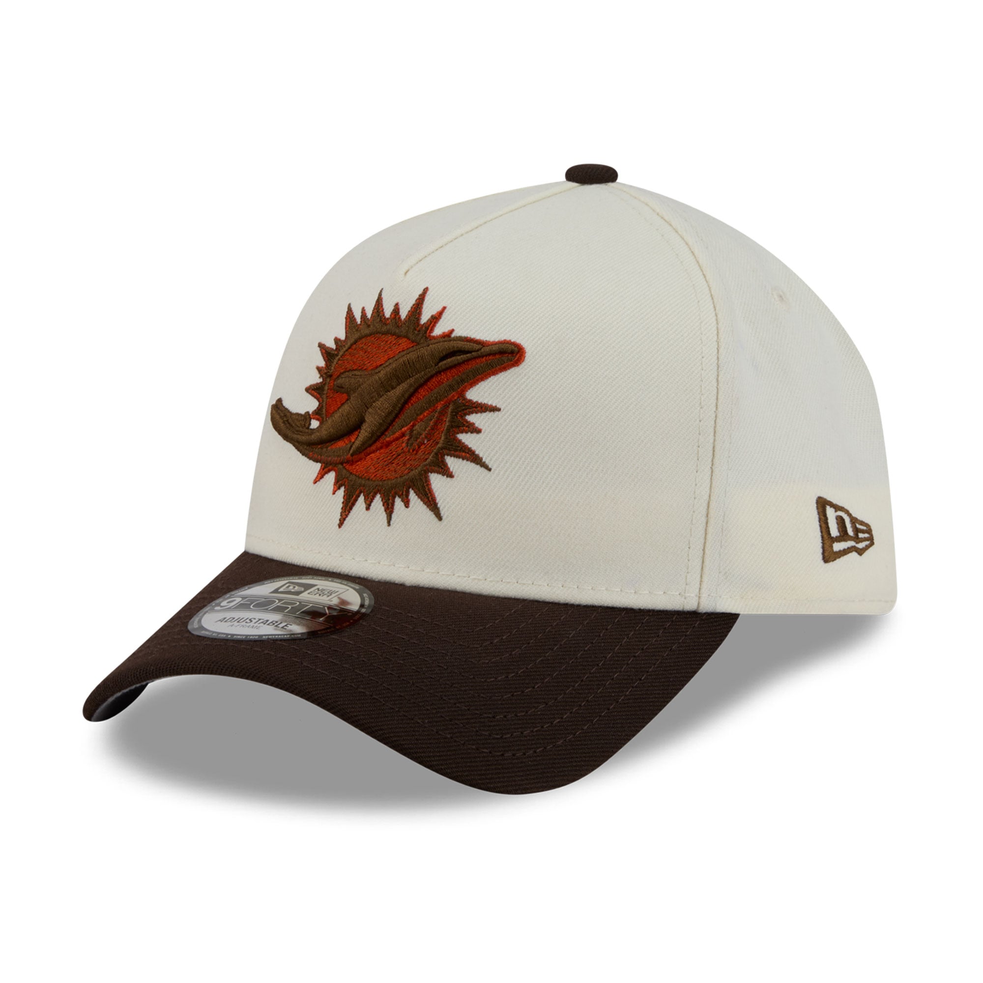 Casquette ajustable New Era crème/marron Miami Dolphins Pumpkin Spice A-Frame 9FORTY pour homme