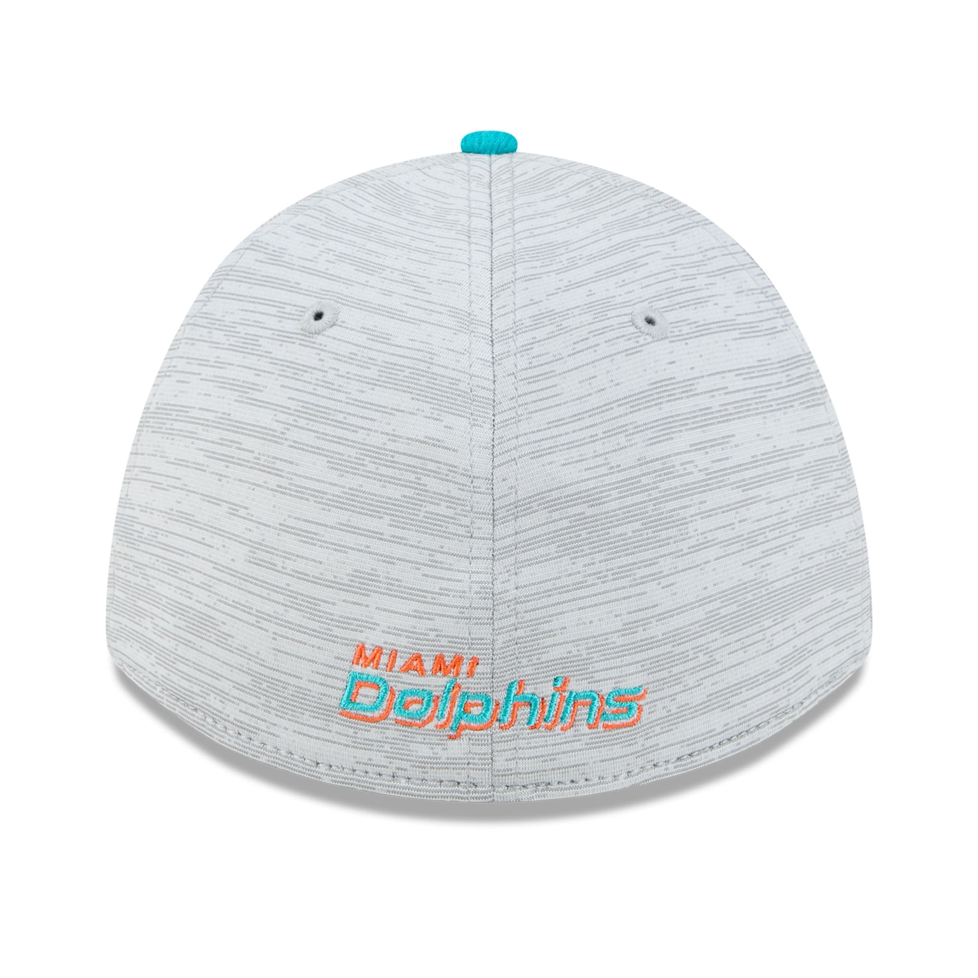 Casquette New Era Flex pour homme, grise et turquoise, Miami Dolphins Tech M-Crown A-Frame 39THIRTY