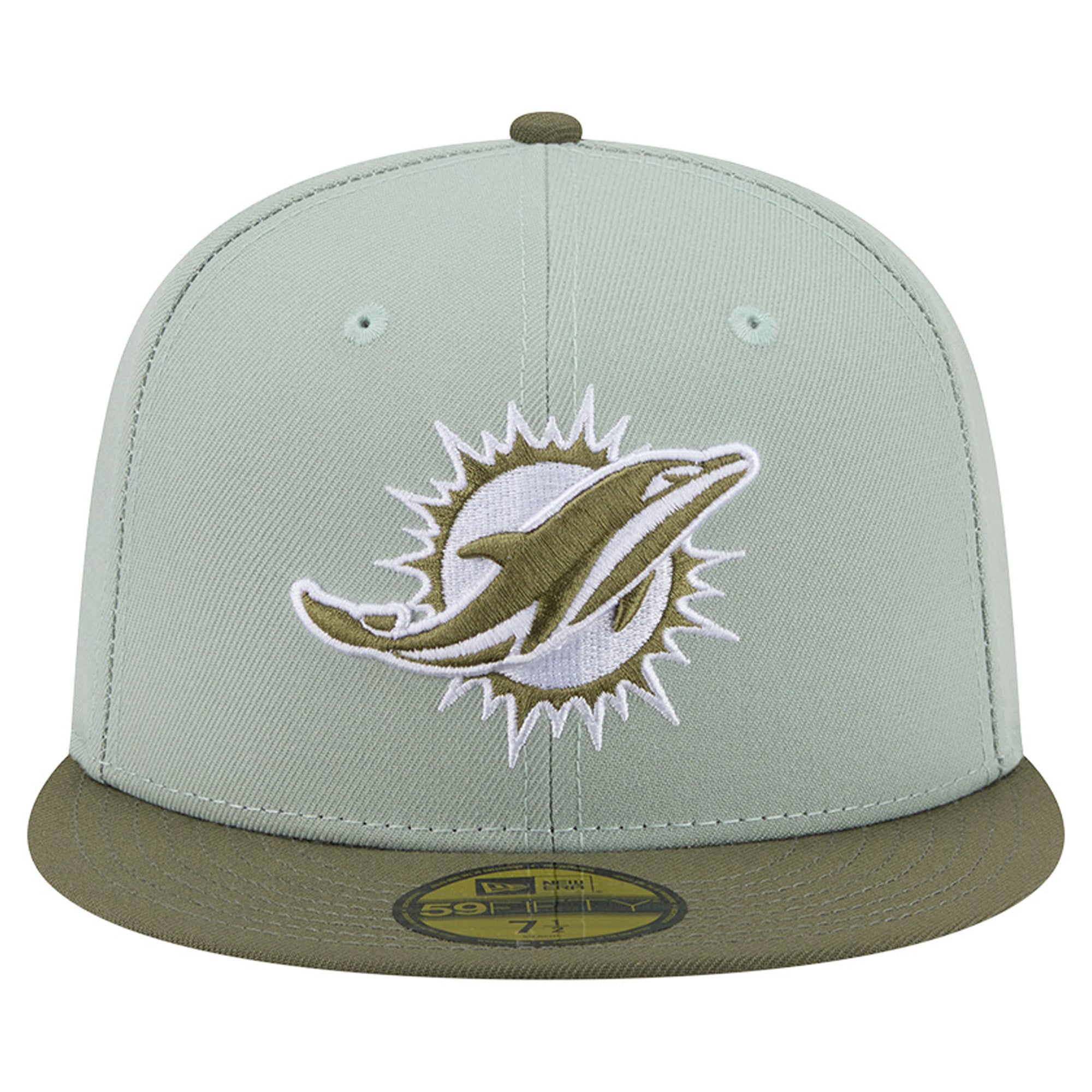 Casquette ajustée New Era 59FIFTY pour homme, coloris vert clair/olive Miami Dolphins
