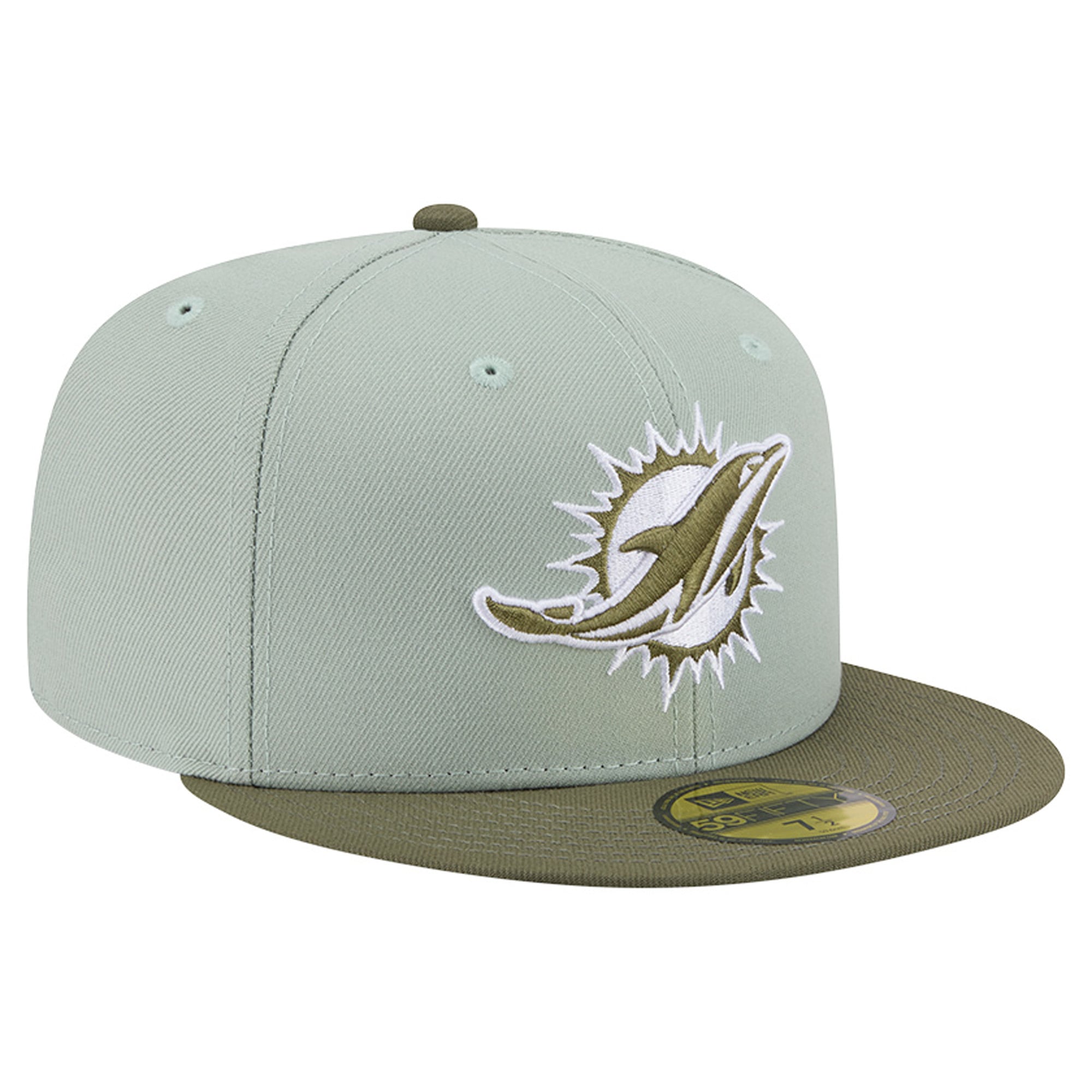 Casquette ajustée New Era 59FIFTY pour homme, coloris vert clair/olive Miami Dolphins