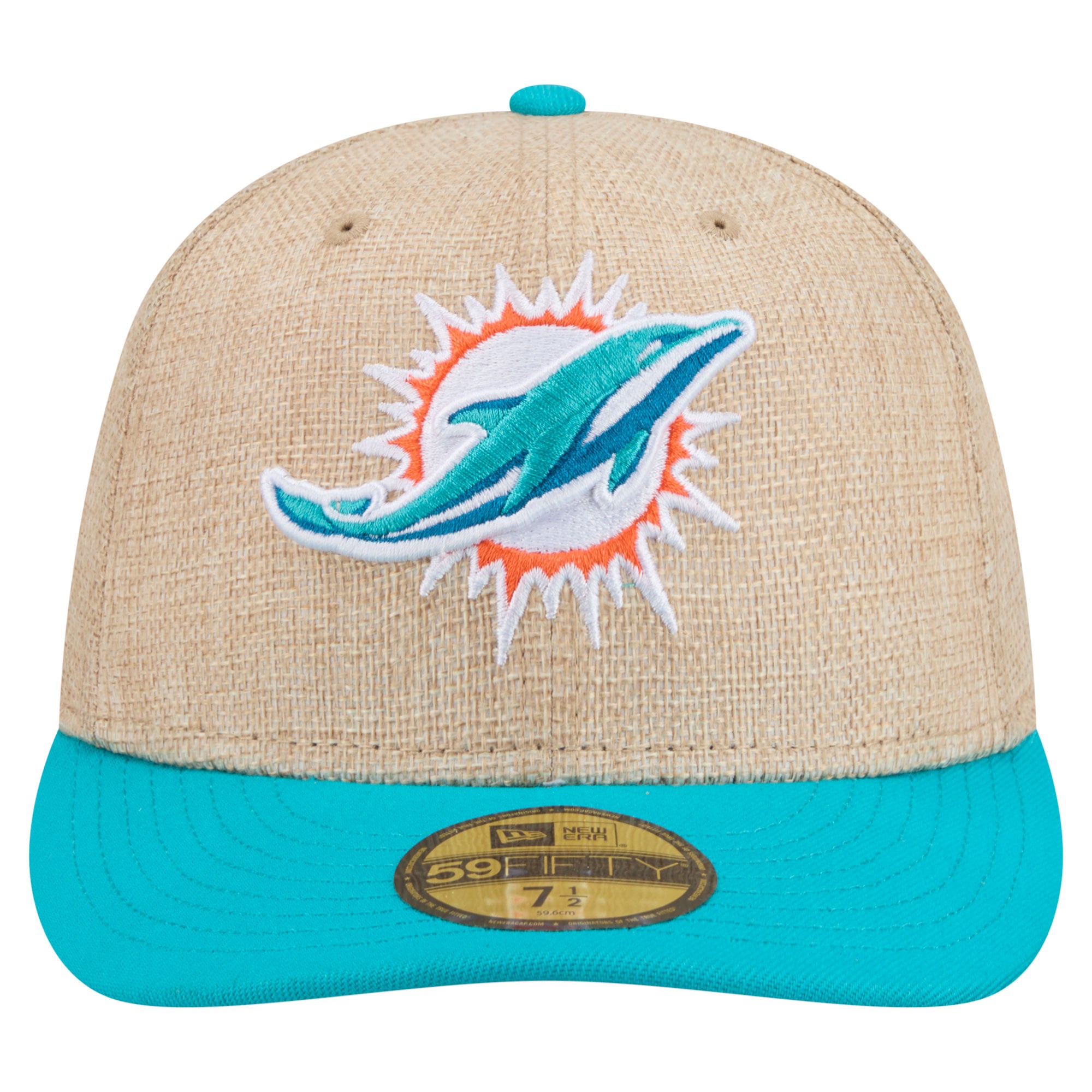 Casquette ajustée New Era 59FIFTY pour homme, coloris naturel/turquoise, Miami Dolphins.