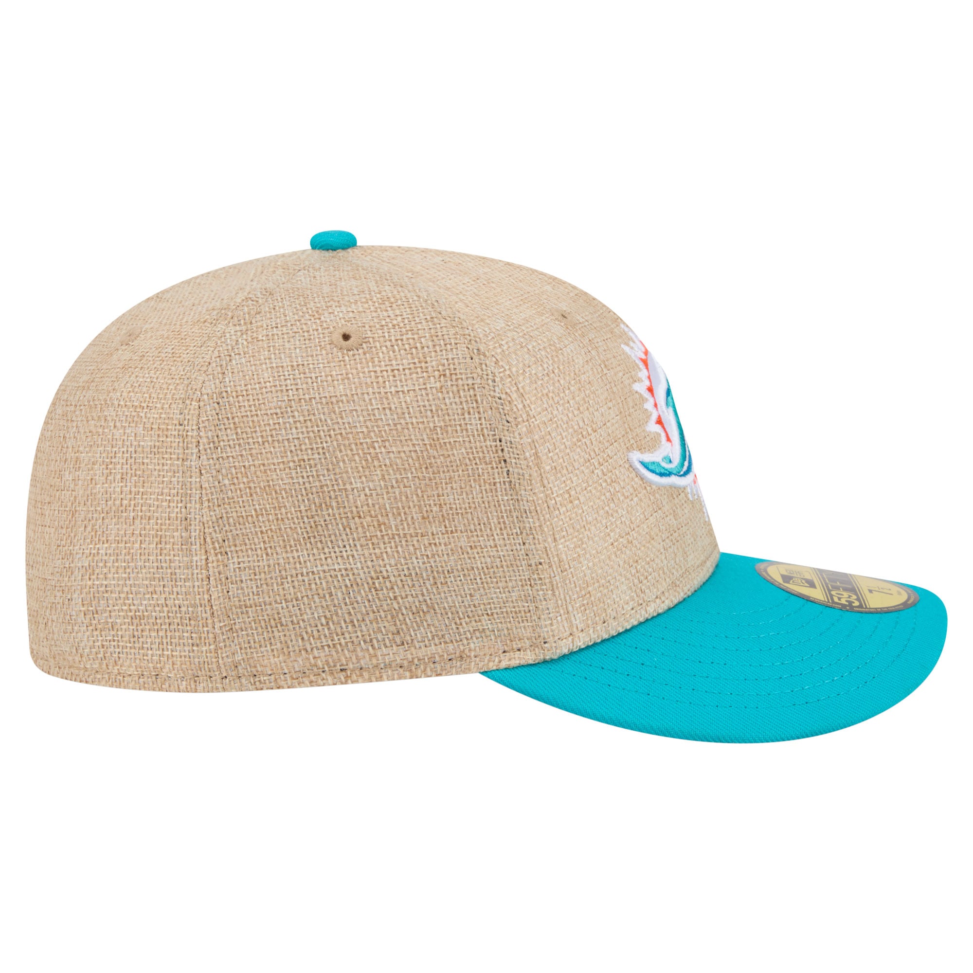 Casquette ajustée New Era 59FIFTY pour homme, coloris naturel/turquoise, Miami Dolphins.
